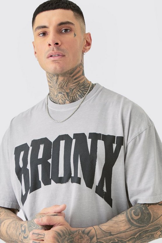 Tall graues T-Shirt mit Bronx Print