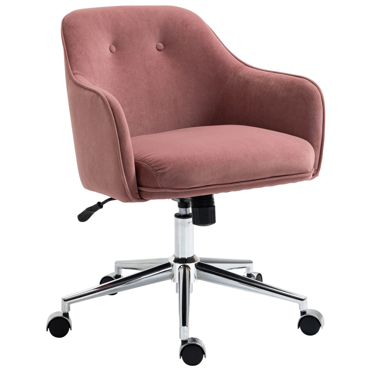 Vinsetto Bürostuhl mit Wippenfunktion Samt-Touch-Polyester Nylon Rot 61 x 59 x 80,5-90,5 cm