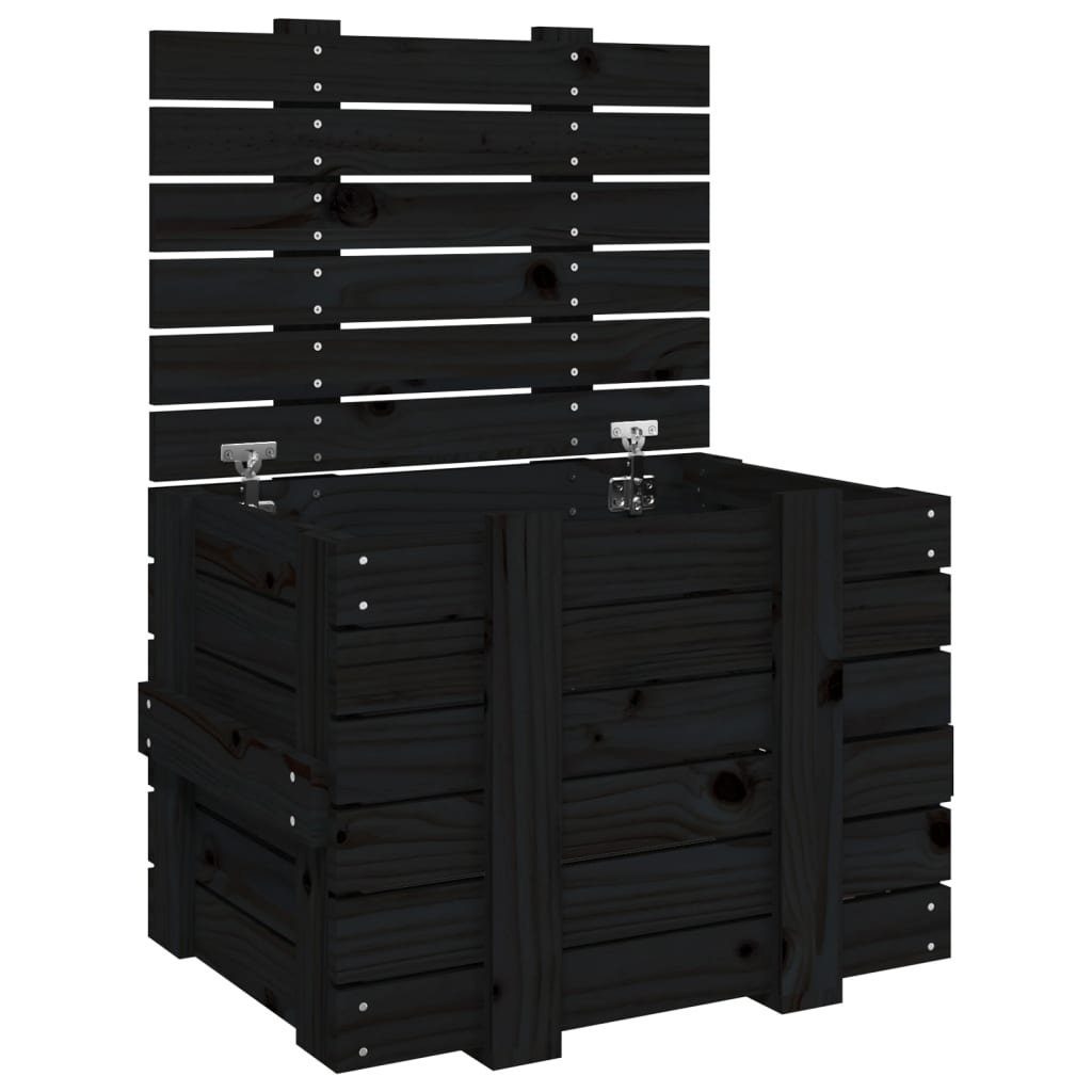 vidaXL Aufbewahrungsbox Truhe Schwarz 58x40,5x42 cm Massivholz Kiefer (1 St)