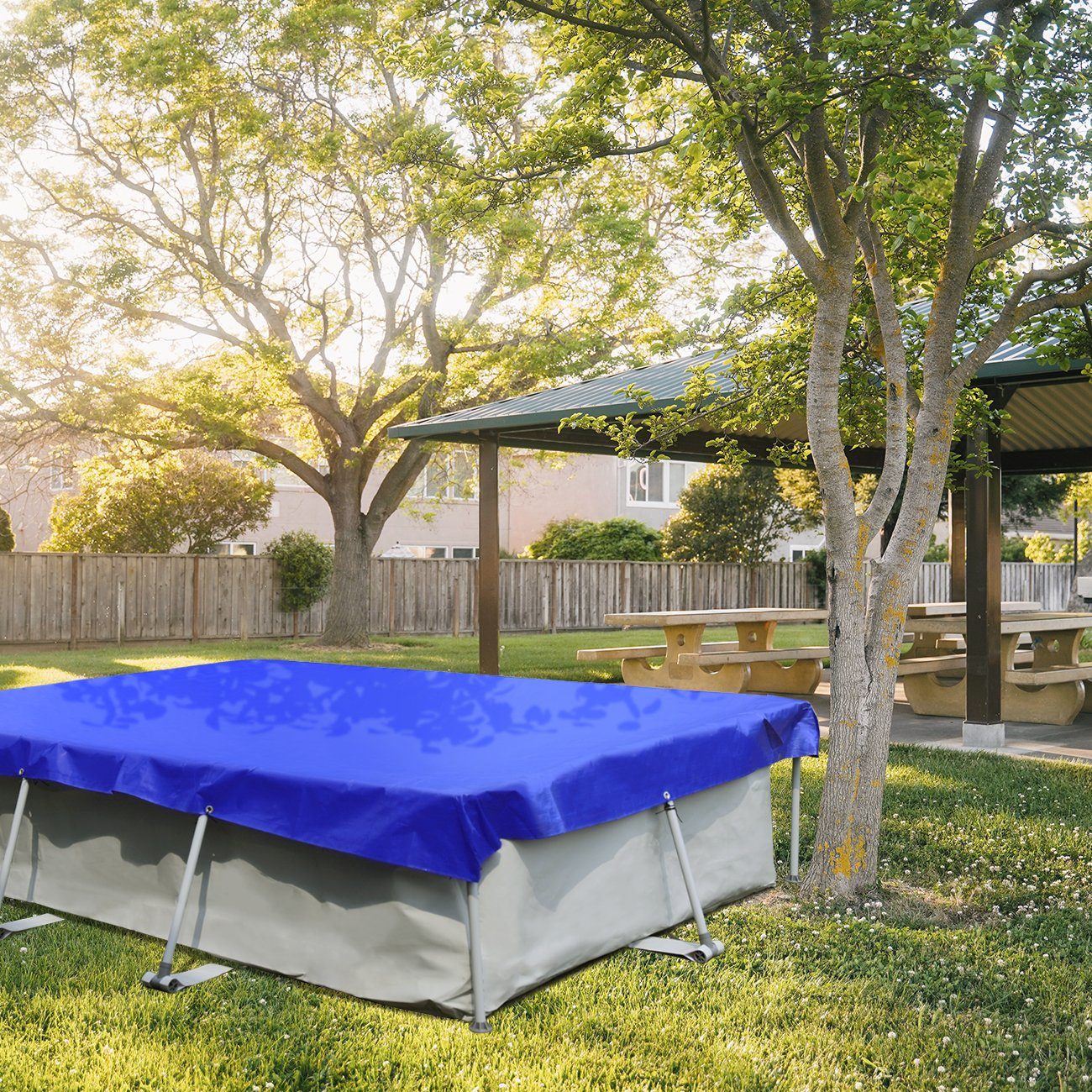 Sekey Pool-Abdeckplane Pool-Abdeckplane PE, für rechteckige Pools, in verschiedenen Größen, Für Frame Pool 300 x 200 cm / 400 x 211 cm Rectangular Poolabdeckplane