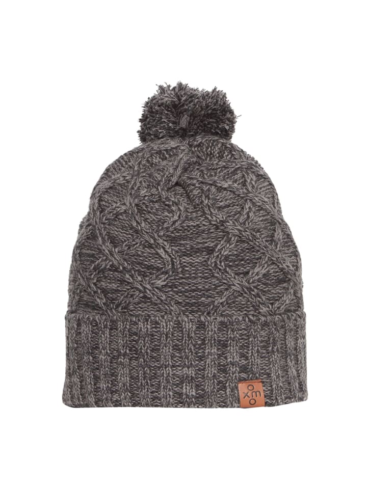 Oxmo Strickmütze OXPom 21300671-ME Pudelmütze aus 100% Baumwolle in Grau günstig kaufen onesize