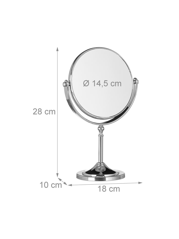 relaxdays Kosmetikspiegel in Silber - (B)18 x (H)28 x (T)10 cm günstig kaufen onesize