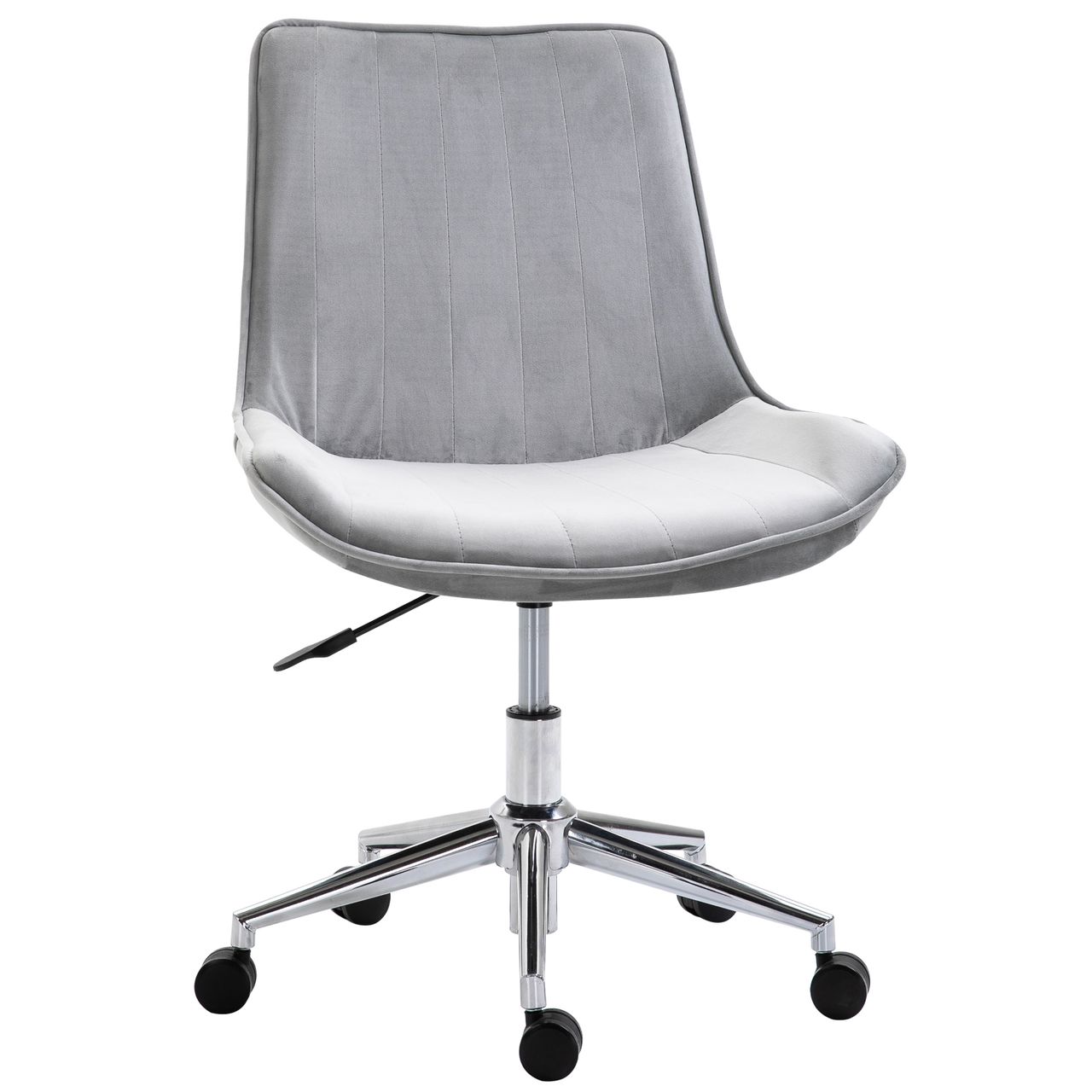 HOMCOM Bürostuhl Schreibtischstuhl Drehstuhl drehbar Höhenverstellbar 360°, Samtstoff, Grau, 52,5 x 60 x 82-91 cm
