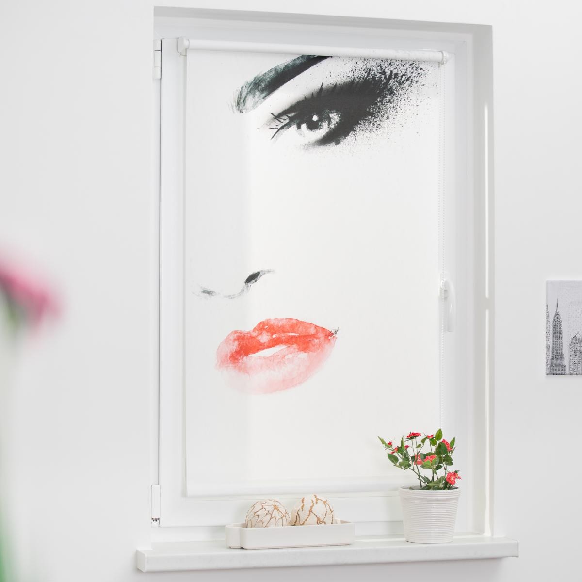 Lichtblick Rollo Klemmfix, ohne Bohren, blickdicht, Face - Weiß, 120 cm x 150 cm (B x L)