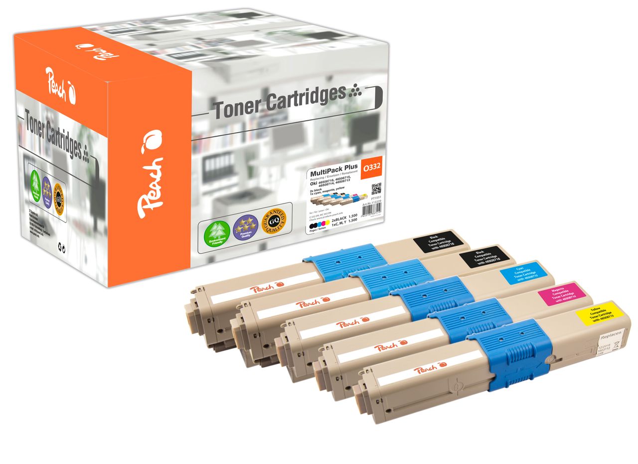 Peach Spar Pack Plus Tonermodule ersetzt Oki 46508716*2, 46508715, 46508714, 46508713