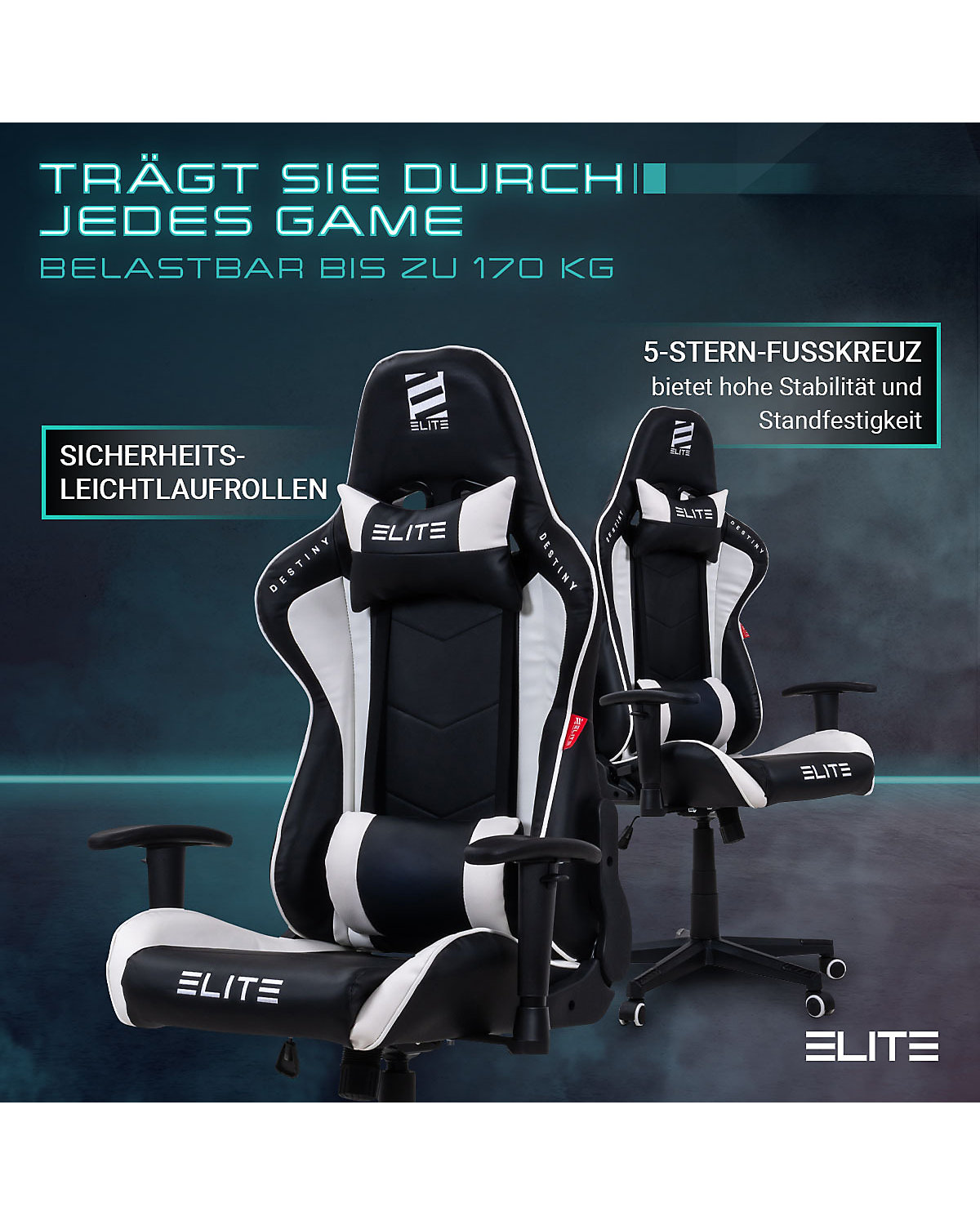 Gaming Stuhl DESTINY MG200 - Ergonomischer Racing Gaming Stuhl - Auch als RGB
