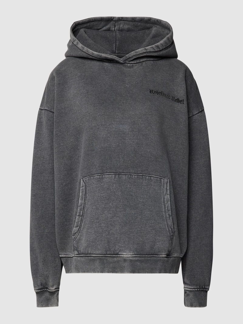 Oversized Hoodie mit Label-Detail Modell 'HONA' in anthrazit
