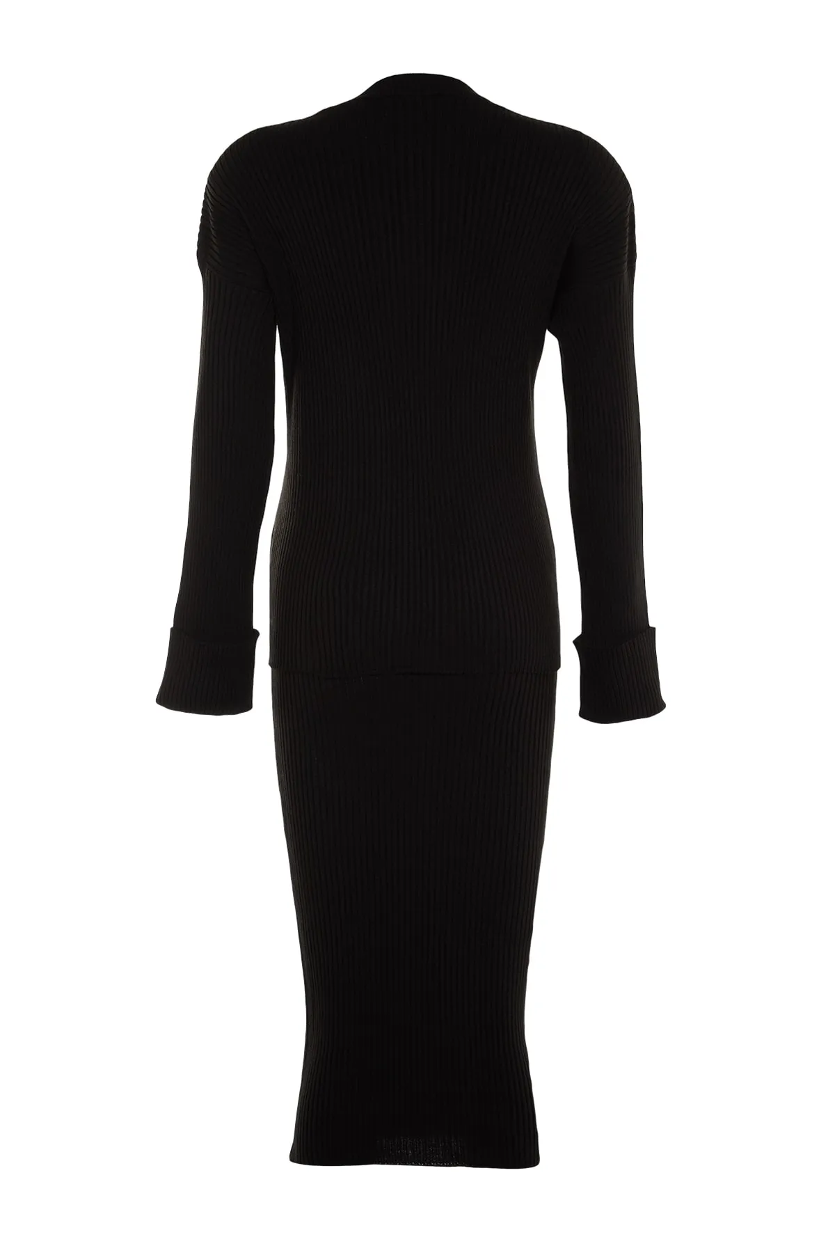 Trendyol Collection  Schwarzes Strickoberteil und -unterteil mit tief ausgeschnittenen Ärmeln TWOAW23AU00086