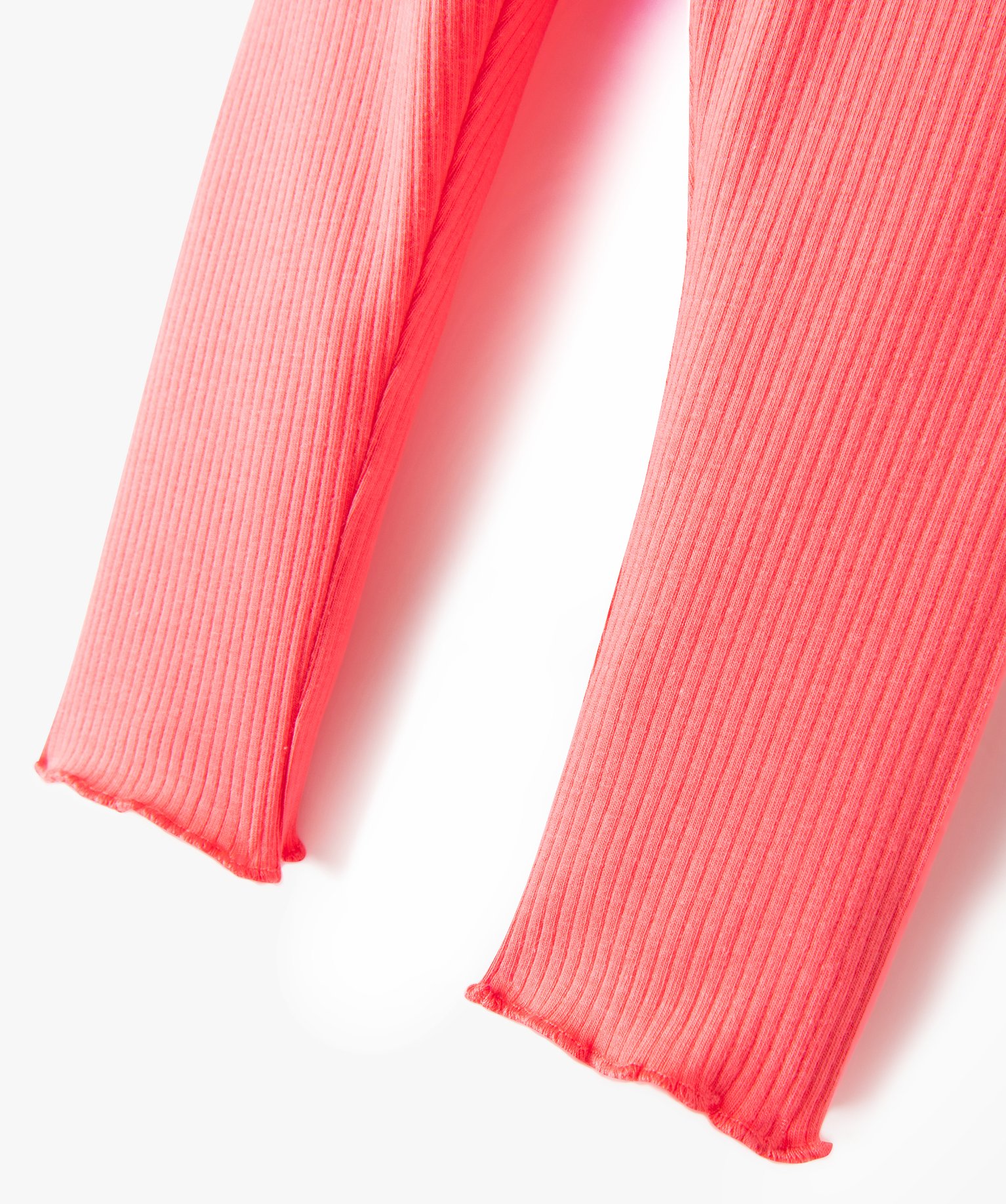 Legging bébé fille en maille ctelée avec ourlet fantaisie rose fonce | GEMO