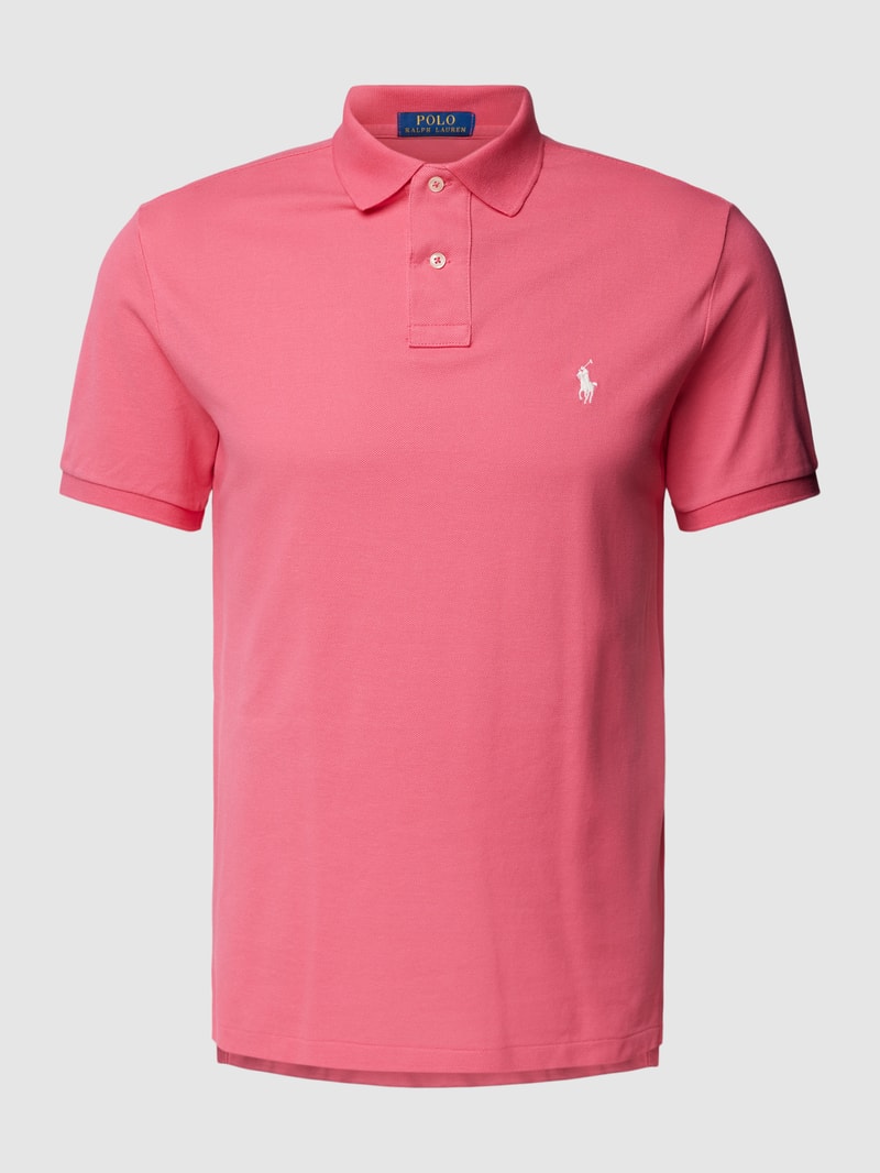 Poloshirt mit Logo-Stitching Modell 'BASIC' in pink