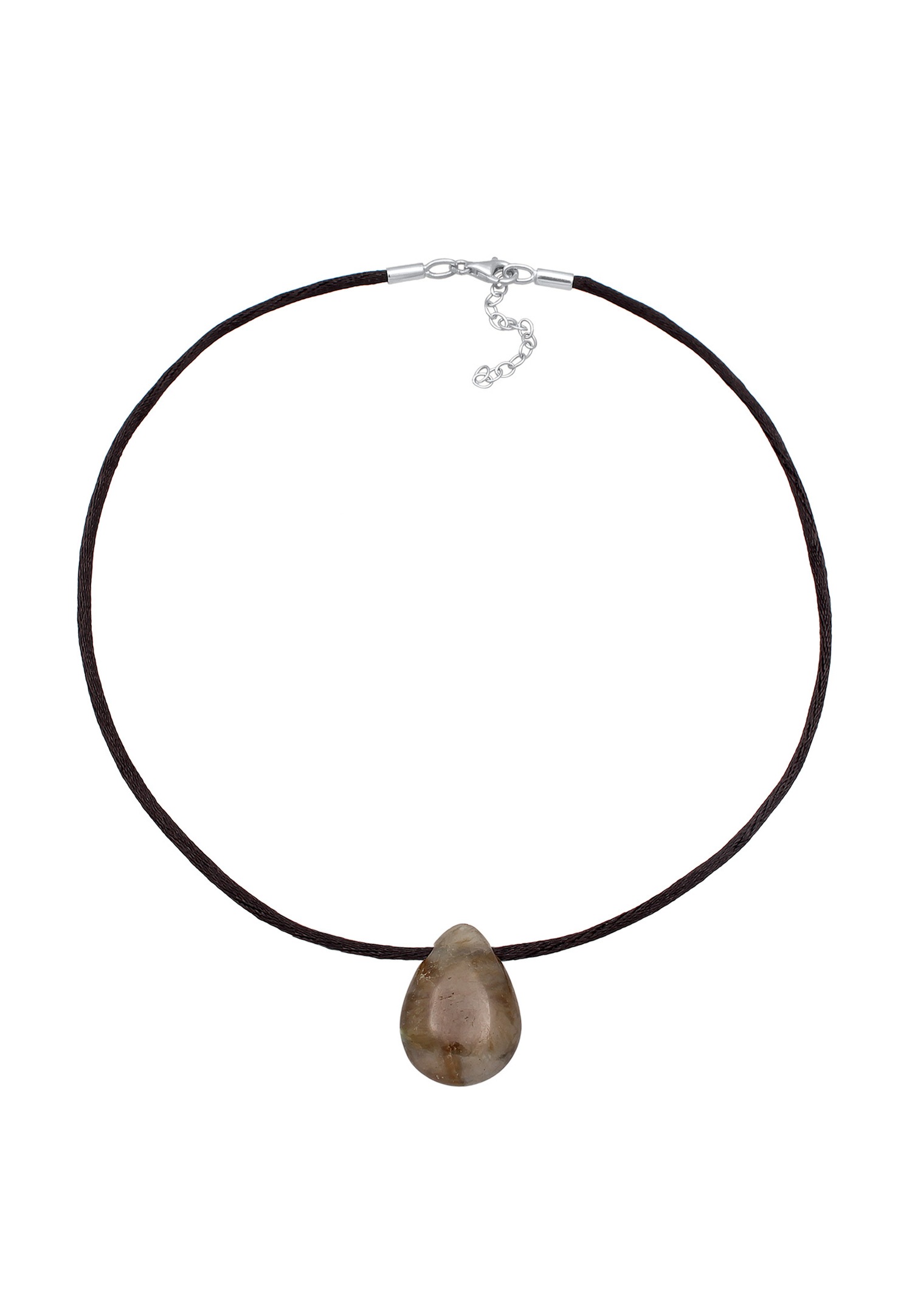 Elli PREMIUM Women's Choker Drop Satin Pendant with Labradorite in 925 Sterling Silver