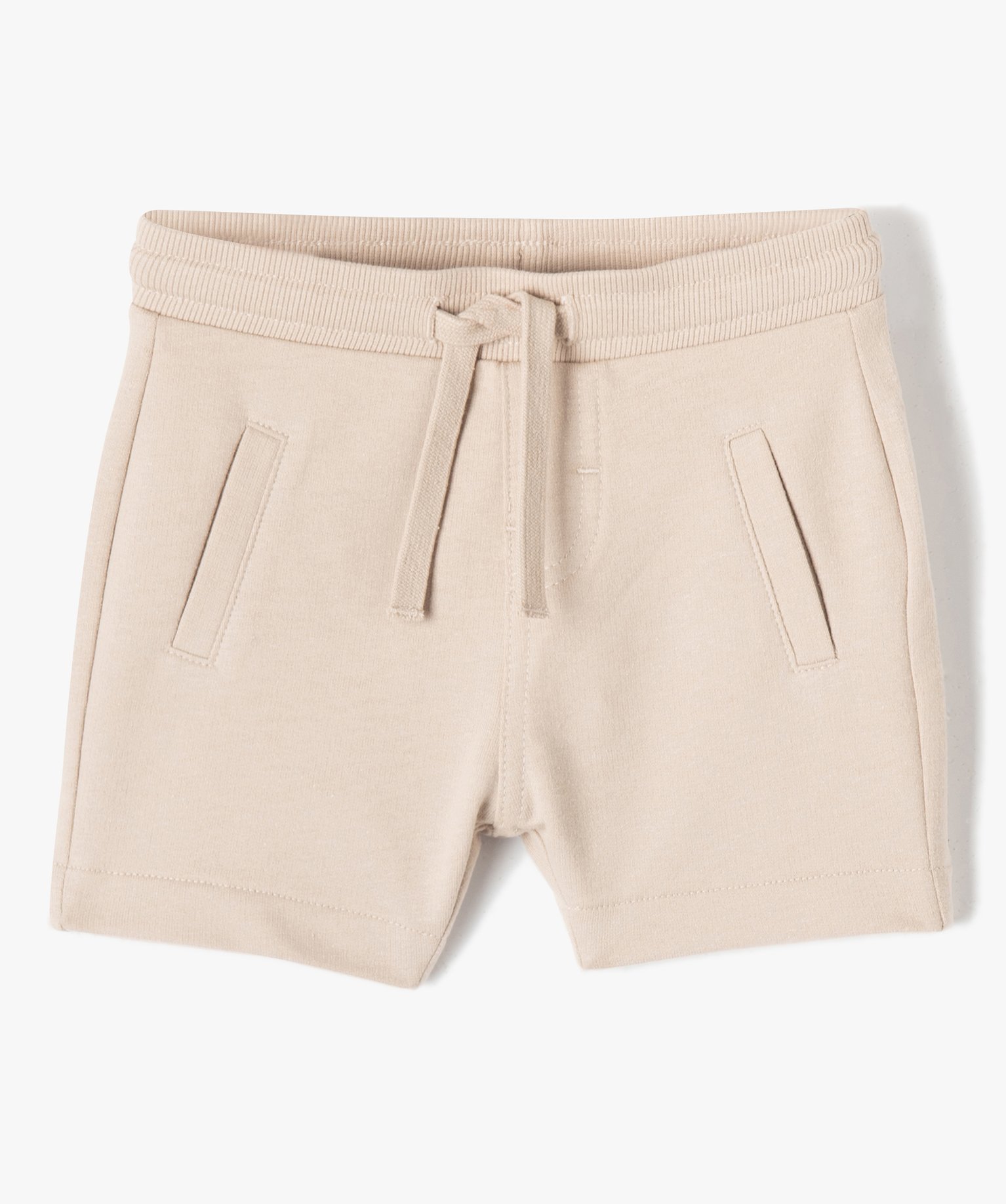 Short bébé Garçon en maille avec ceinture bord-cte beige | GEMO