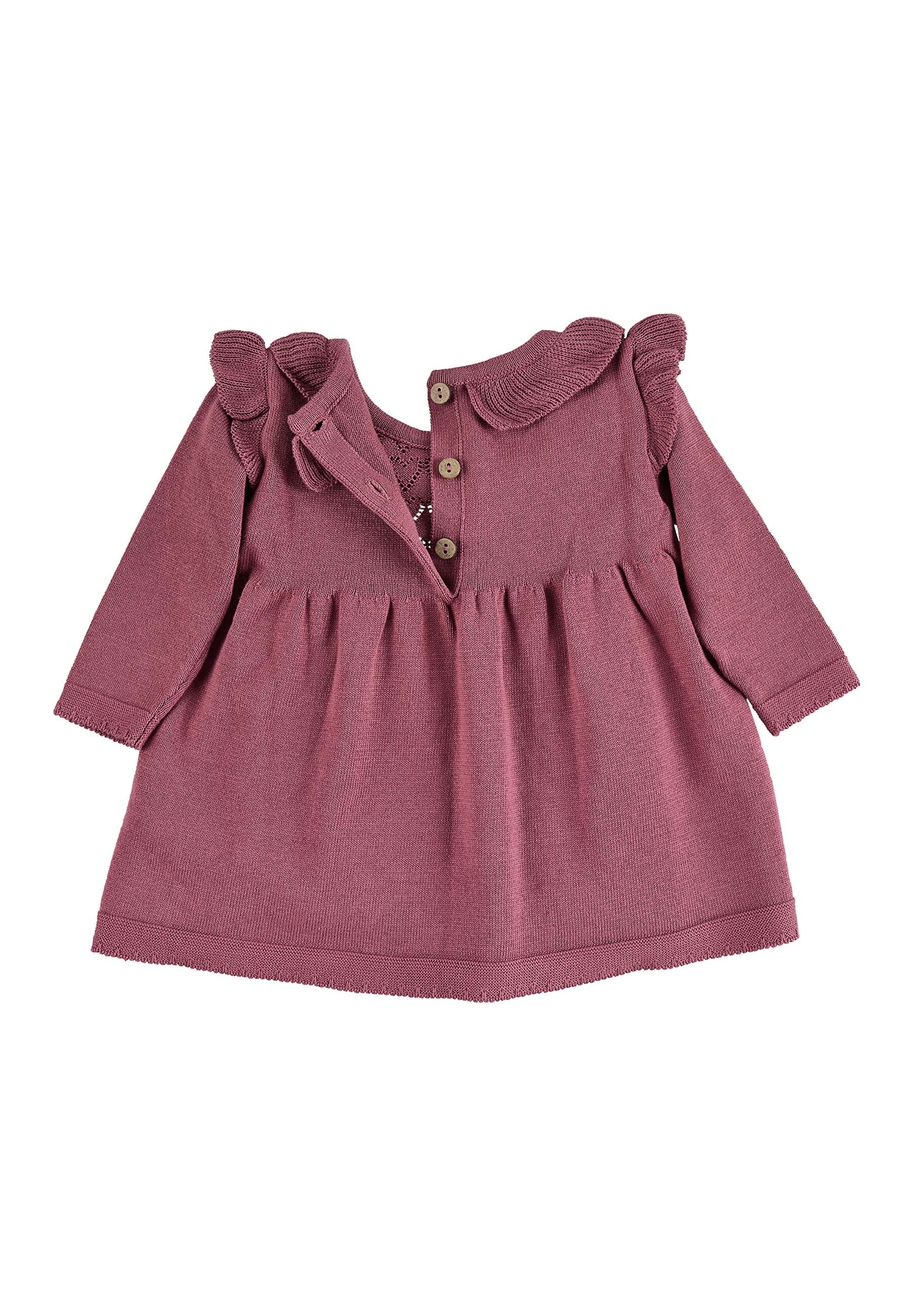 GOTS Strick-Kleid Lochmuster Herz in A-Linie, Rosa