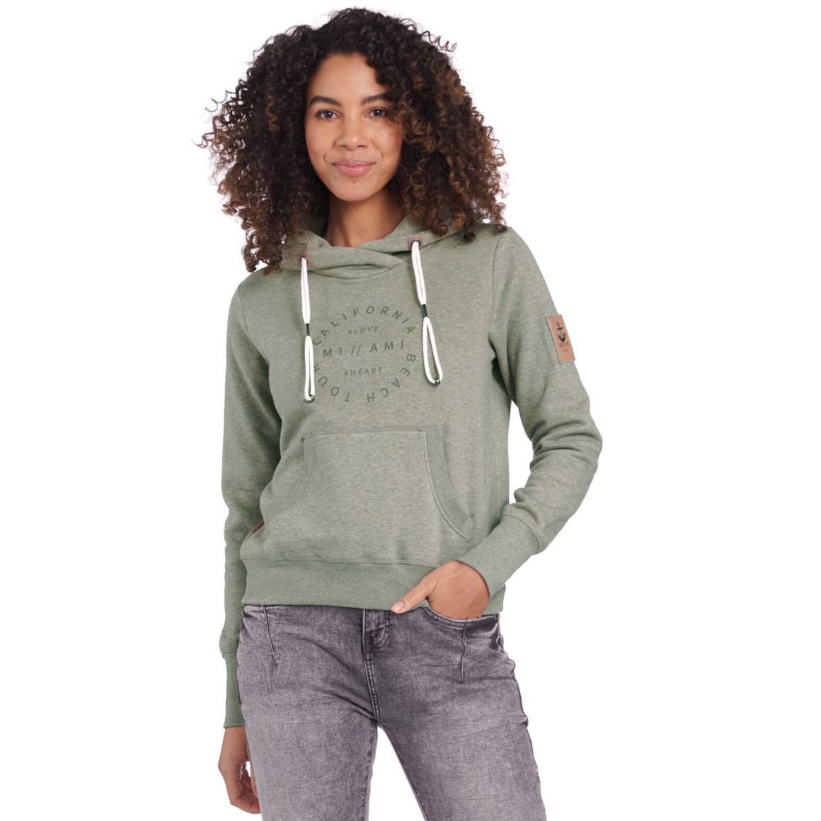 Damen Sweatshirt mit Print und Kordel