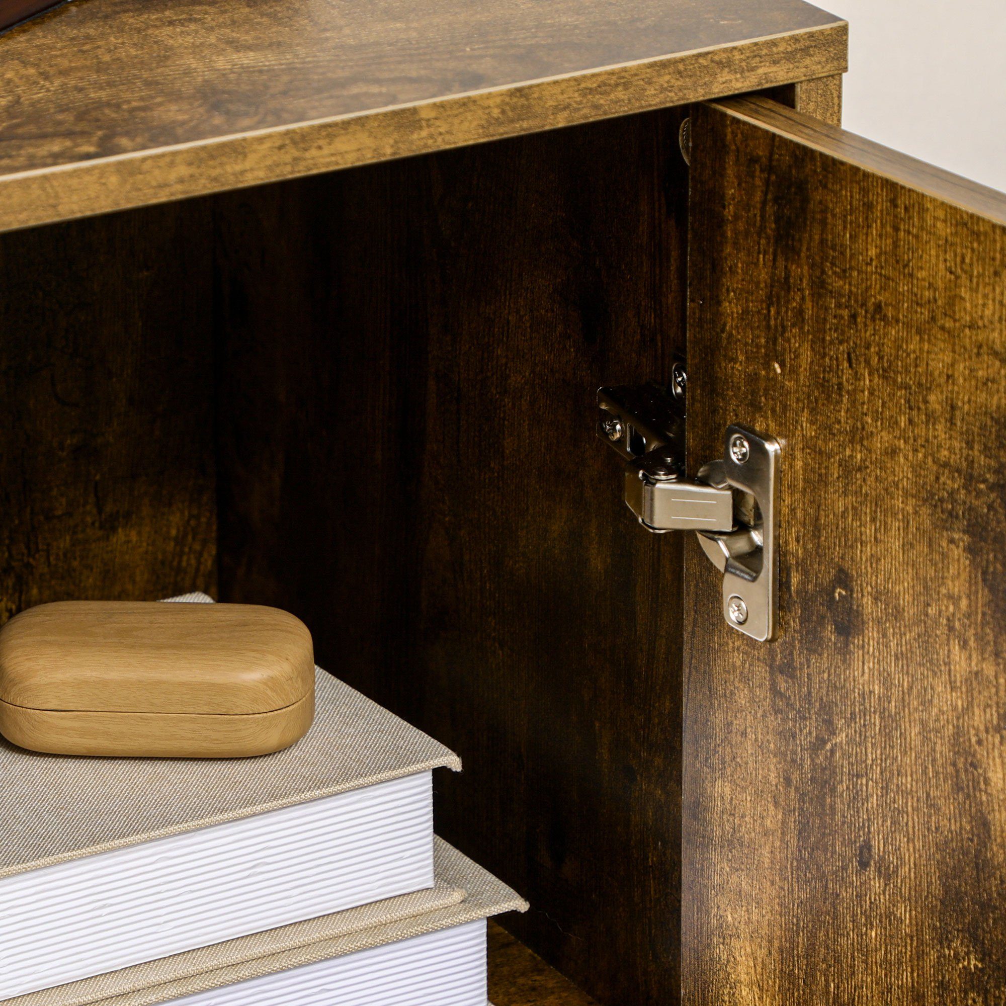 HOMCOM Highboard Aufbewahrungsschrank mit 4 Regalen, Doppeltür (Küchenschrank, 1 St., Sideboard), Mehrzweckschrank, 80 x 39 x 91 cm