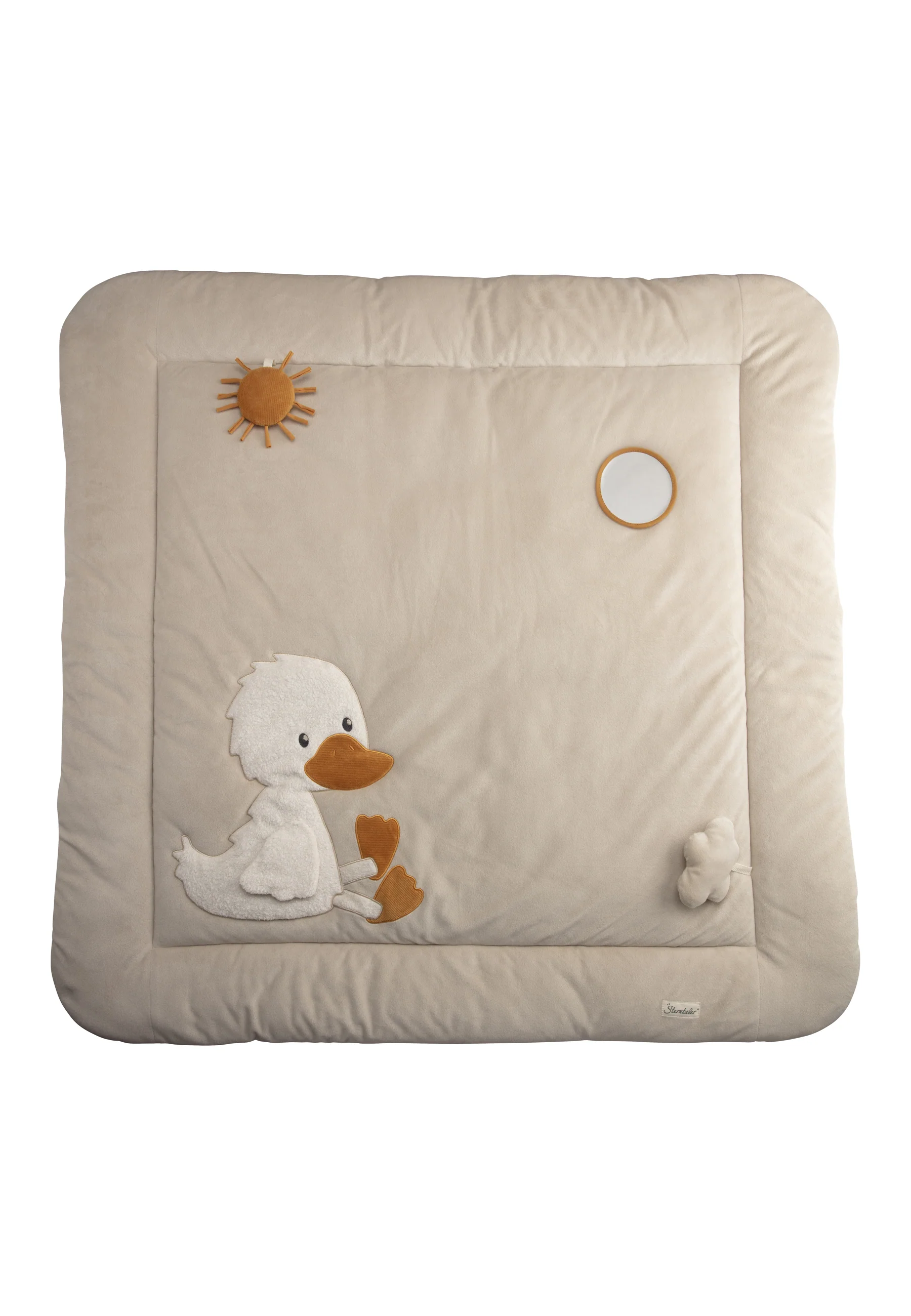 Krabbeldecke mit Motiv Ente Edda in beige