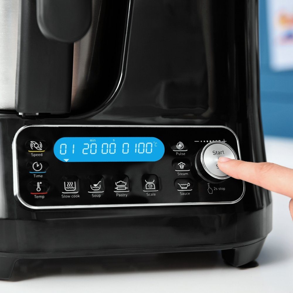 Moulinex Küchenmaschine mit Kochfunktion HF 4568 Click Chef - Multikocher Schwarz/Edelstahl