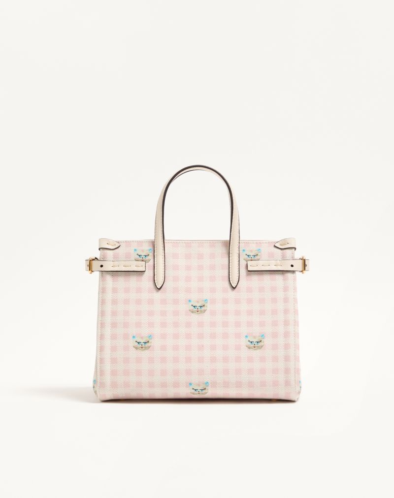 Valentino Garavani Antibes kleine boodschappentas van Vichy-canvas Le Chat De La Maison