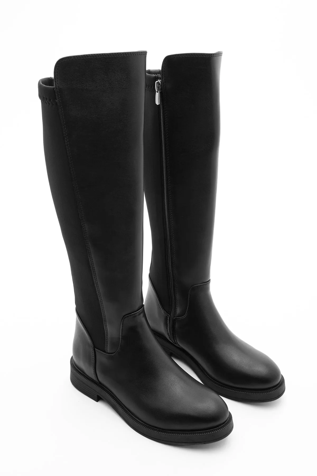 Marjin  Damen Alltagsstiefel Elastisch Stretch Kniehoch Enpar Schwarz