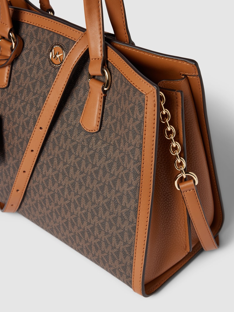Handtasche in Two-Tone-Machart Modell 'CHANTAL' in mittelbraun