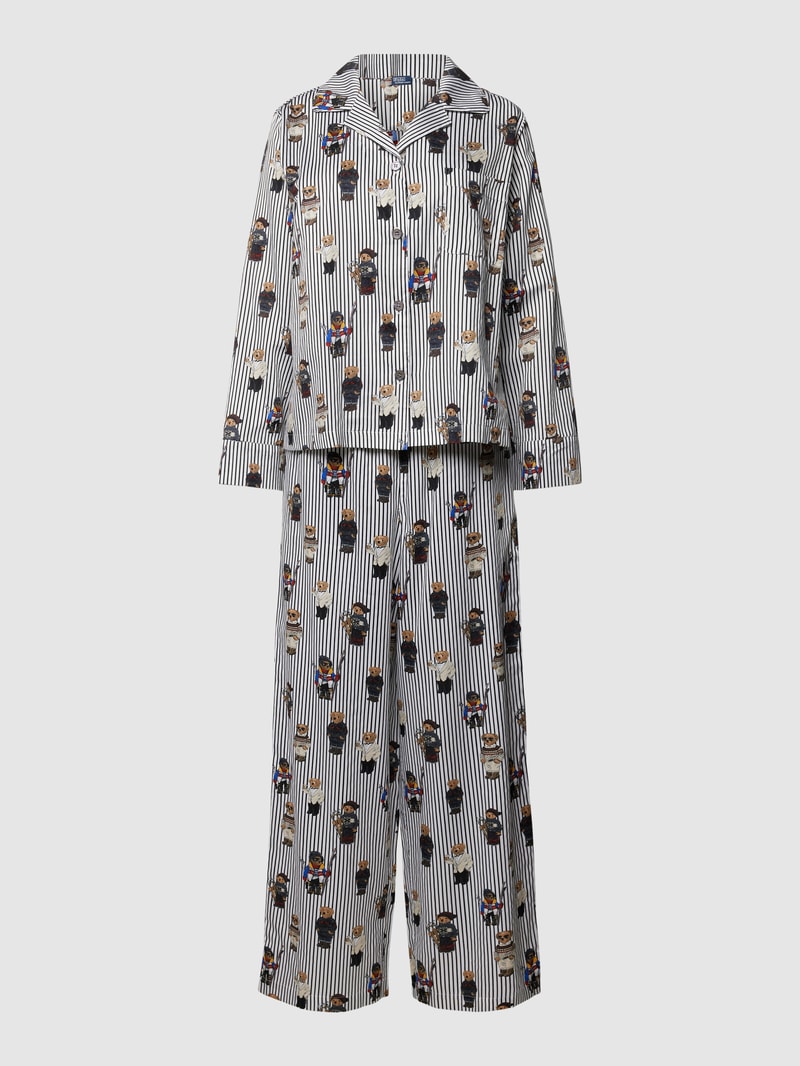 Pyjama mit Allover-Muster Modell 'Iconic Bear' in mittelgrau