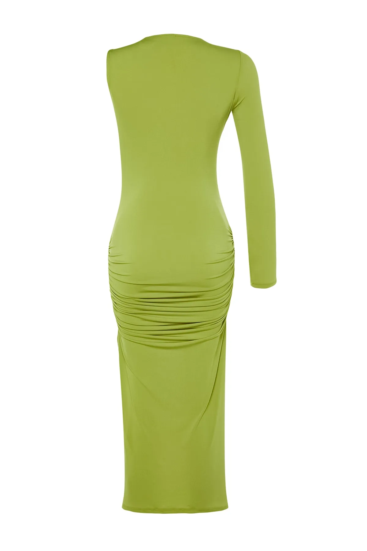 Trendyol Collection  Grünes, tailliertes, elegantes Abendkleid mit Fensterausschnitt und Ausschnitten TPRSS23EL00419
