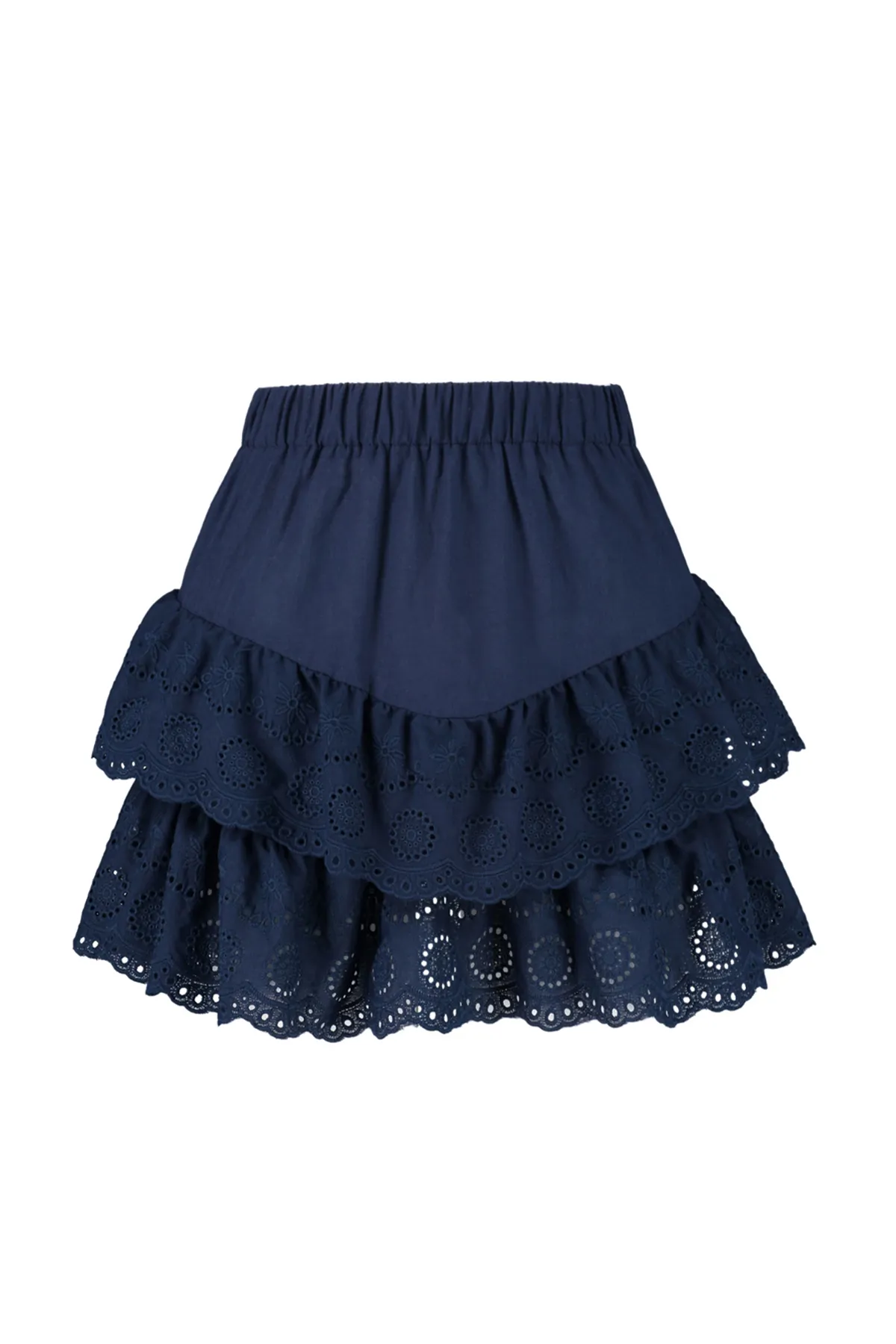 Trendyol Collection  Marineblauer Mini-Rock aus gewebtem Brode mit Details TBESS24ET00004