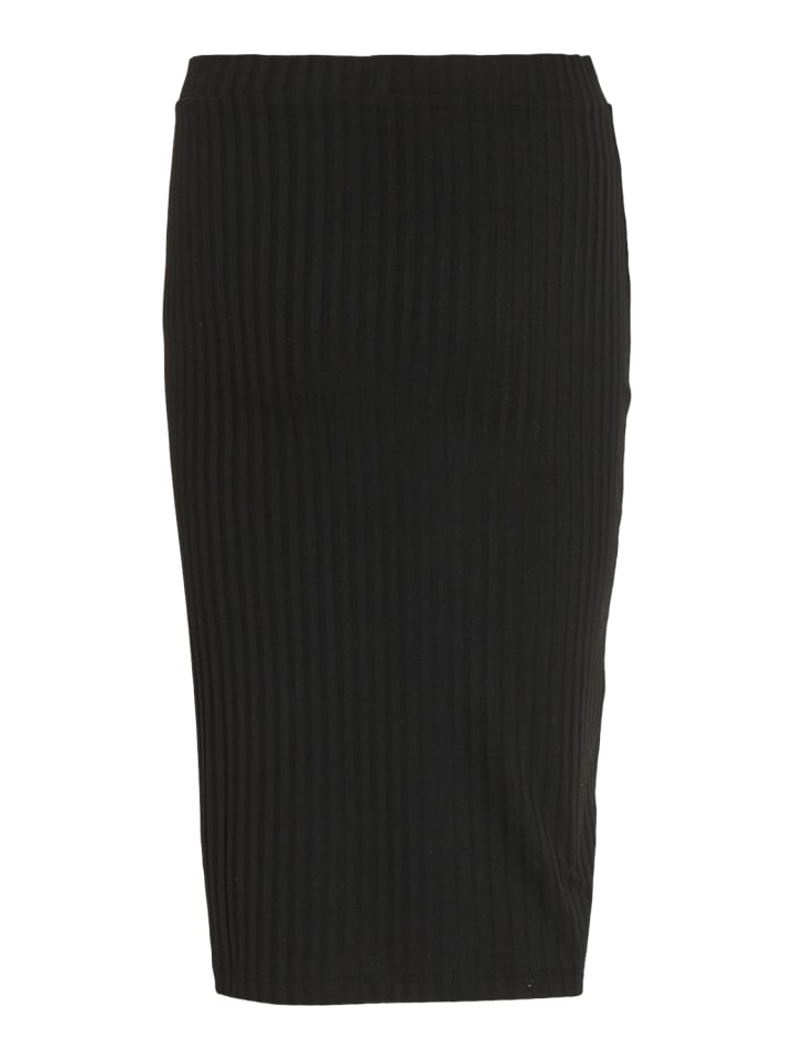 Vila Gerippter Jersey Bleistift Rock High Waist Midi Skirt in Schwarz günstig kaufen