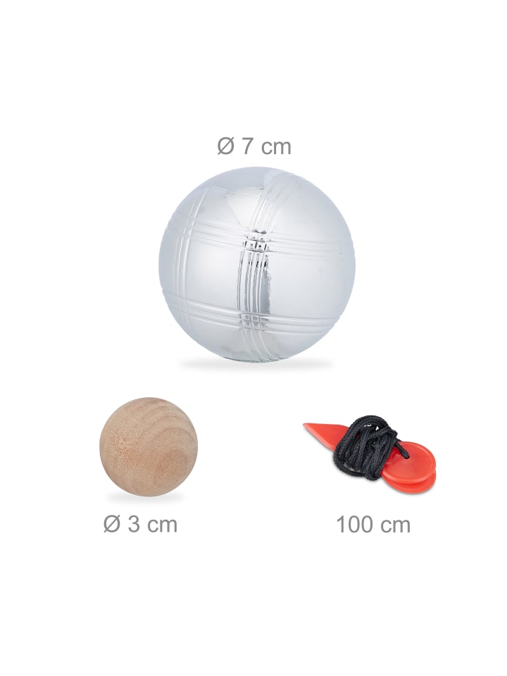 relaxdays 6-teiliges Boule Kugeln Set in Silber/ Schwarz günstig kaufen onesize
