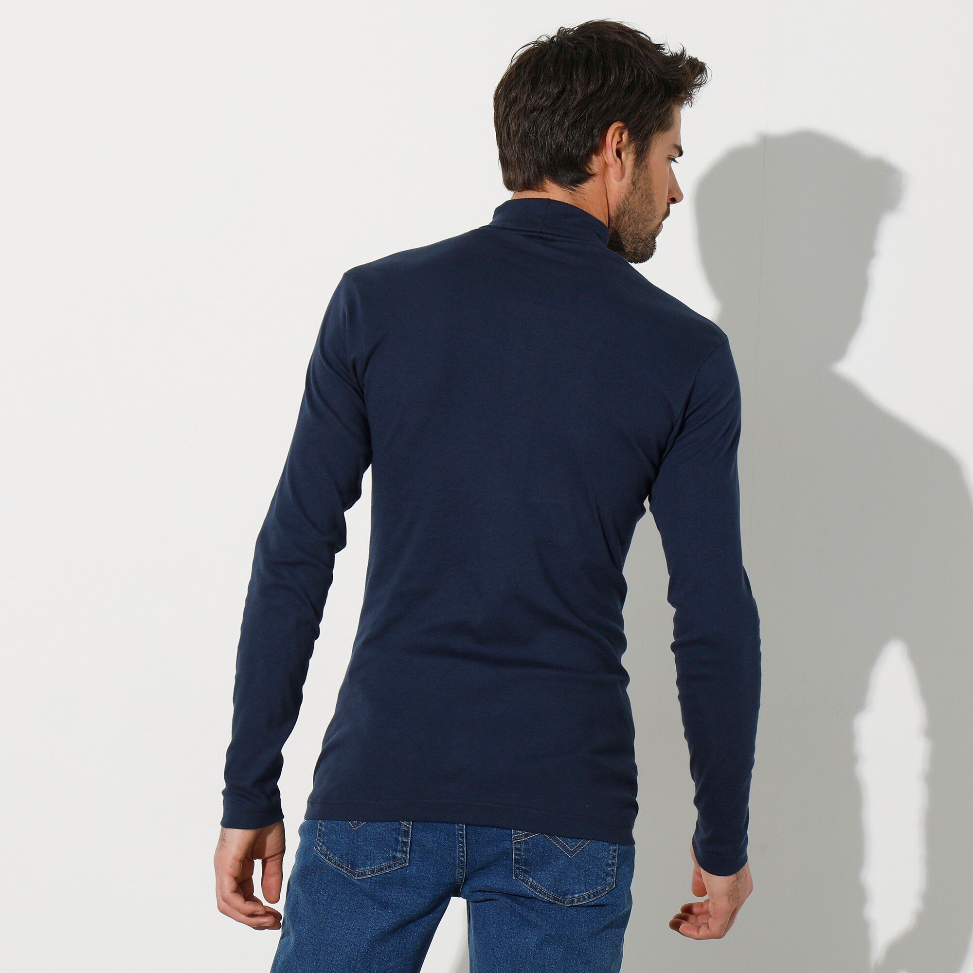 T-shirt col roulé manches longues pur coton