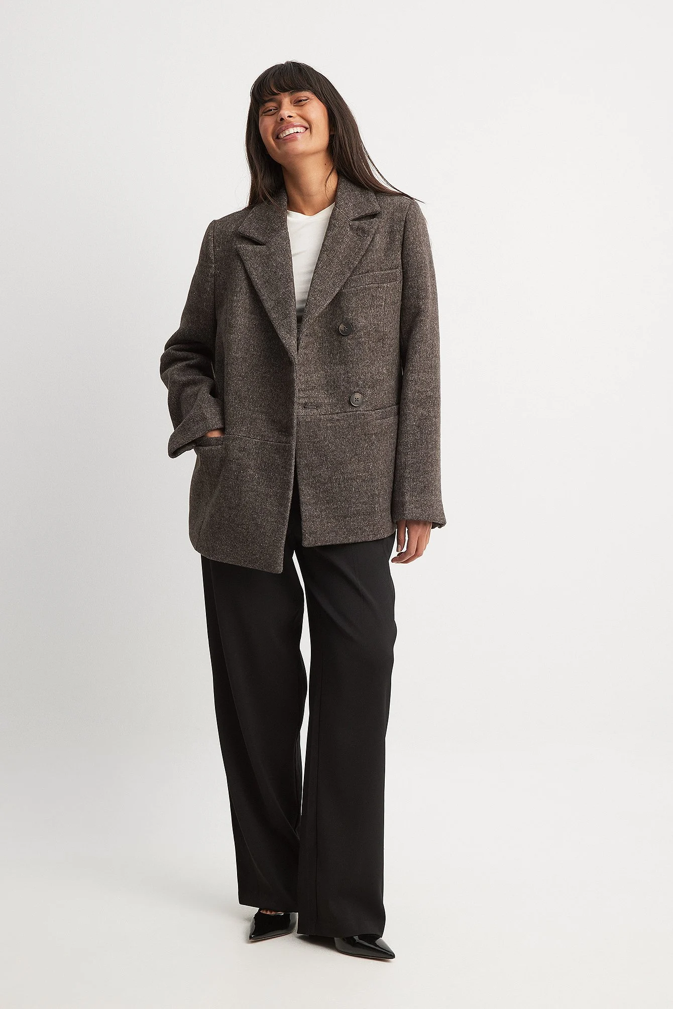 Oversized-Blazerjacke aus Wollmischung