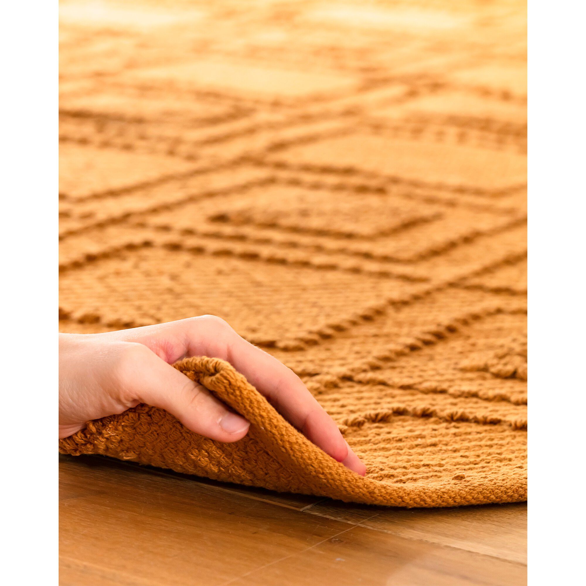 Tapis bouclette en coton imprimé
