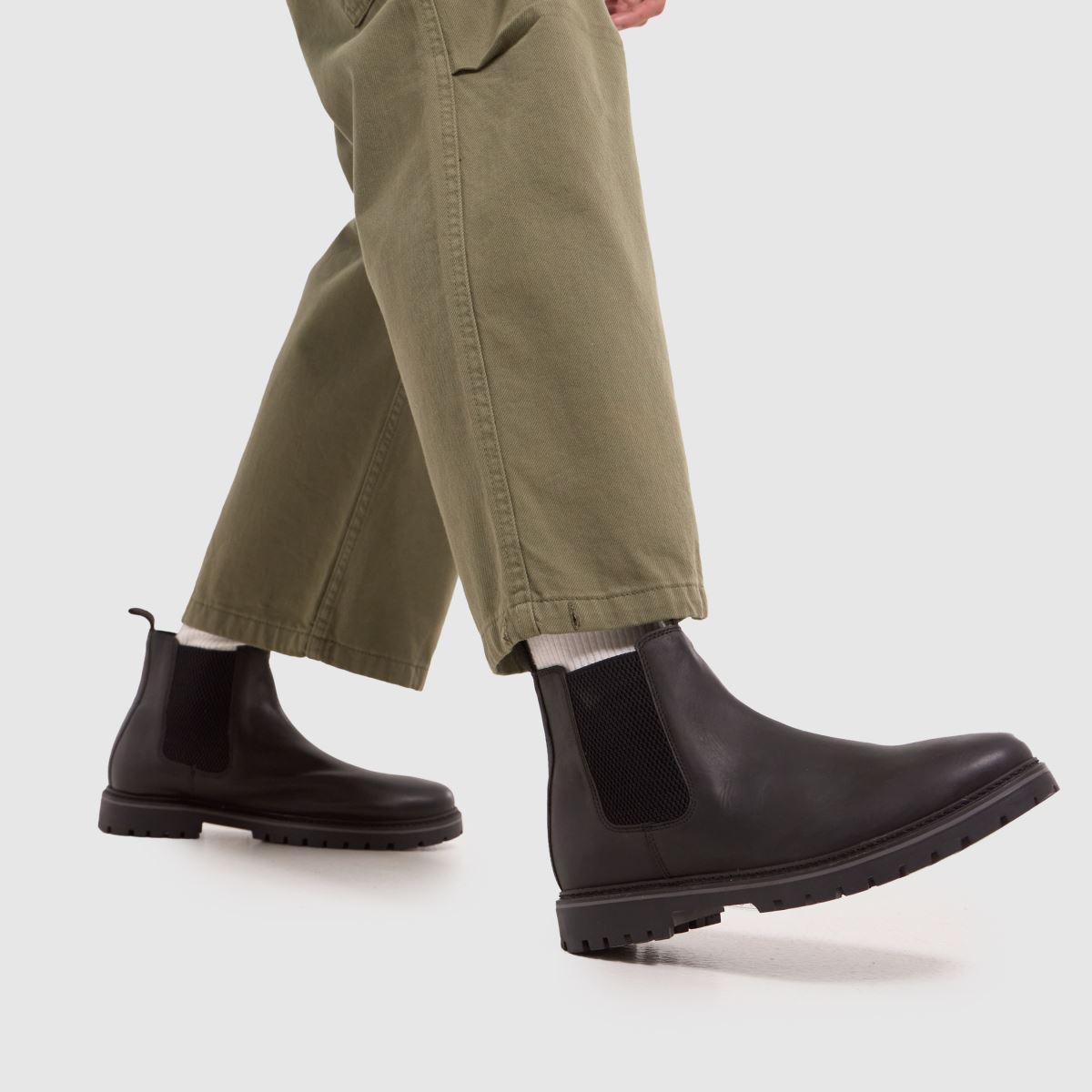 Schuh Wide Fit Dawson bőr csizma fekete színben