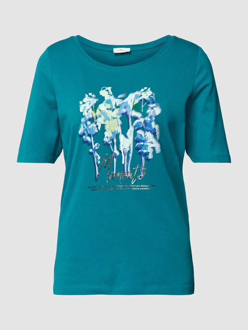 T-Shirt mit Motiv-Print in petrol
