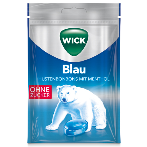WICK BLAU Menthol Bonbons o.Zucker Beutel  72 g  Bonbons