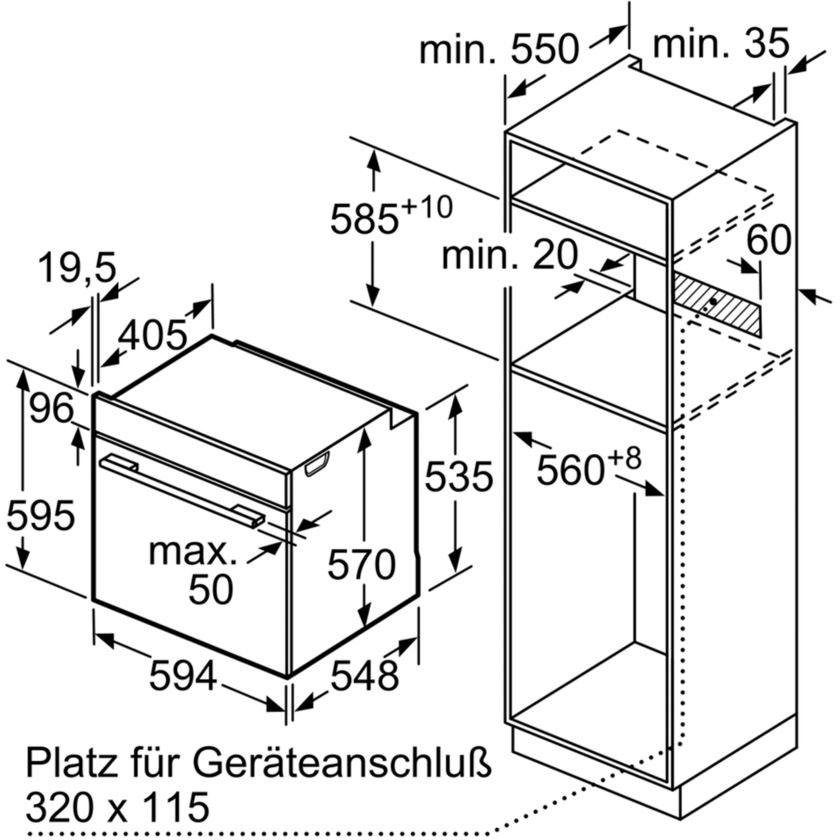 SIEMENS Einbaubackofen iQ100 HB510ABR1, mit Teleskopauszug nachrüstbar