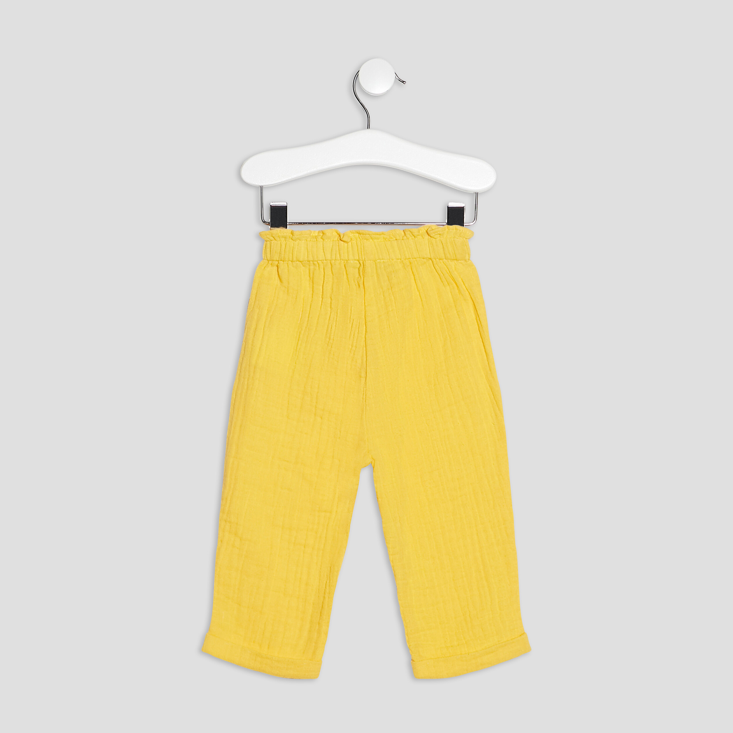 Pantalon droit fluide jaune bébé fille | La Halle