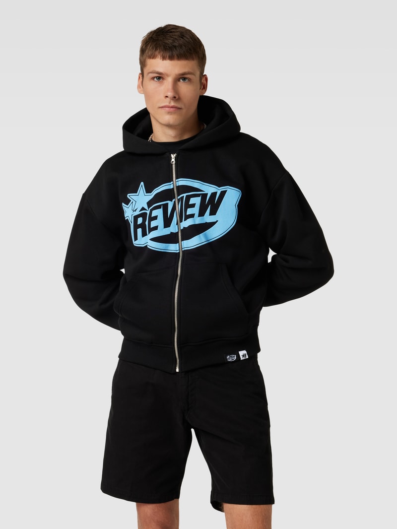 Sweatjacke mit Label-Details in schwarz