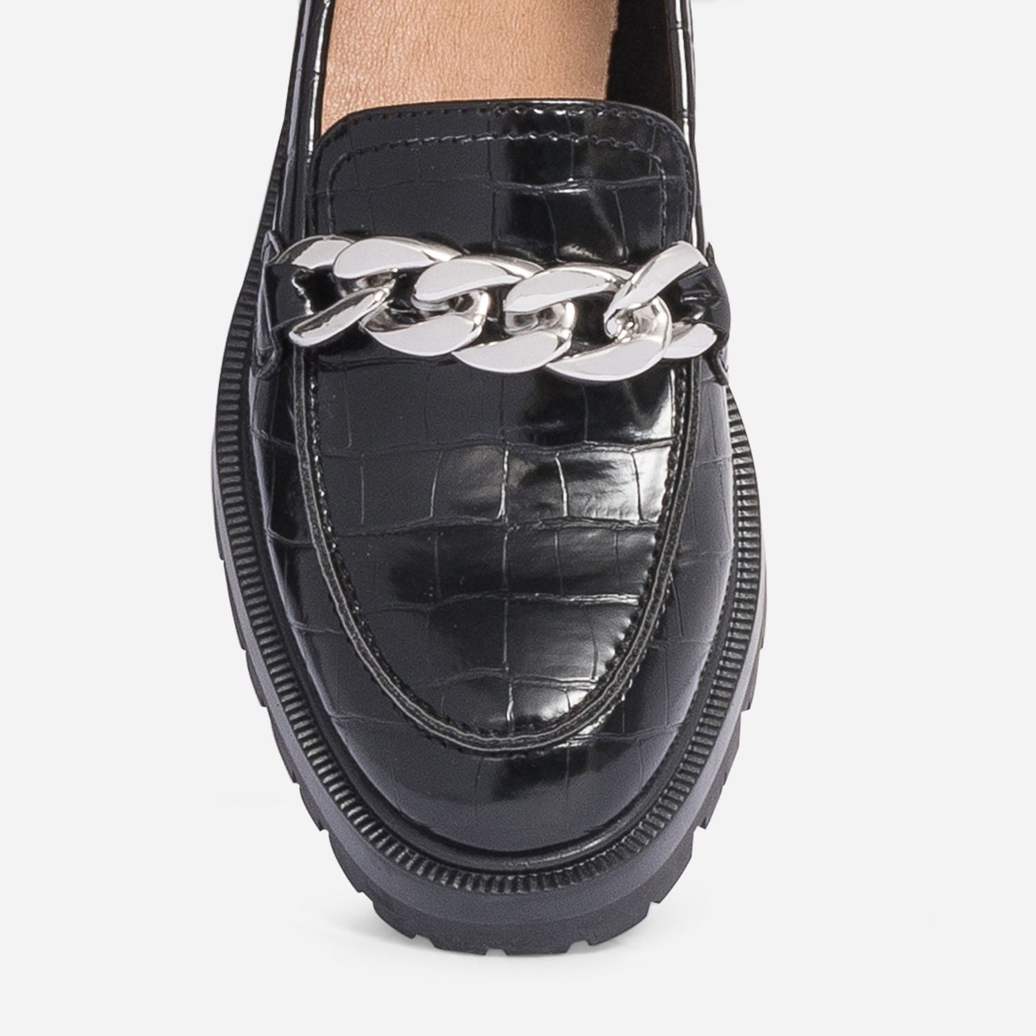 Mocassin TEXTO noir embossé croco