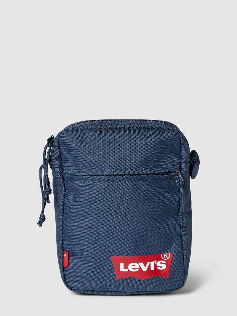 Umhängetasche mit Label-Print in marineblau