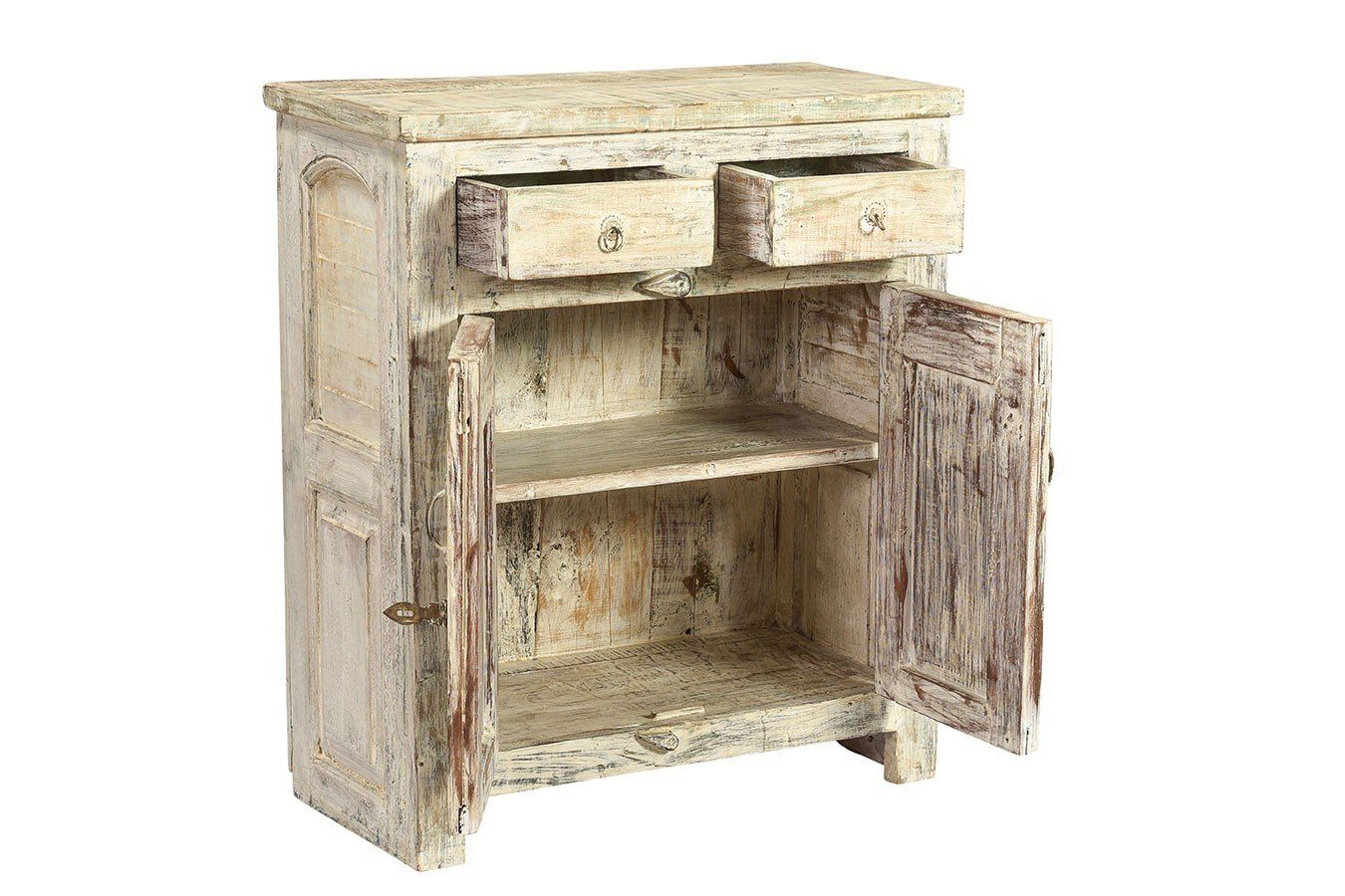 daslagerhaus living Bauernschrank Anrichte Vintage cremegelb