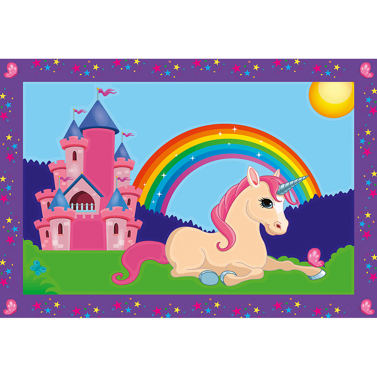 Malen nach Zahlen Junior, 2x je 32x22 cm, mit farbigen Motivlinien, Bunte Einhornwelt