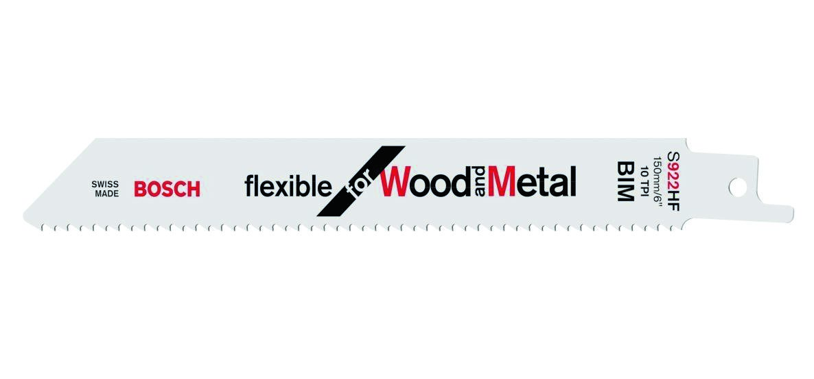 Lamă de ferăstrău sabie flexibilă Bosch Blue Accessories S922HF, 150 mm, 5 bucăți, 2608656016