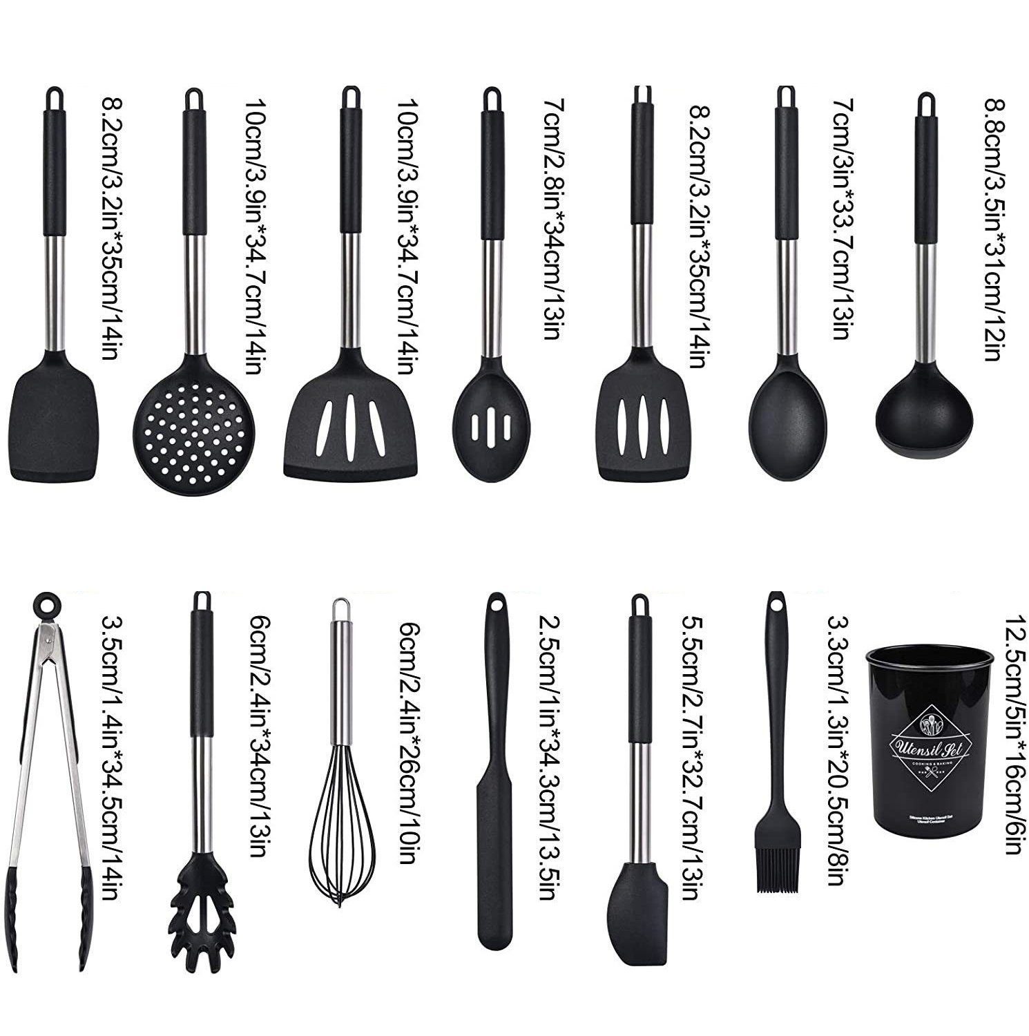 Seedturn Kochbesteck-Set Silikon Küchenutensilien Set, Küchenhelfer, Küchengerät, Kochgeschirr (13-tlg), Antihaftbeschichtet, Hitzebeständig
