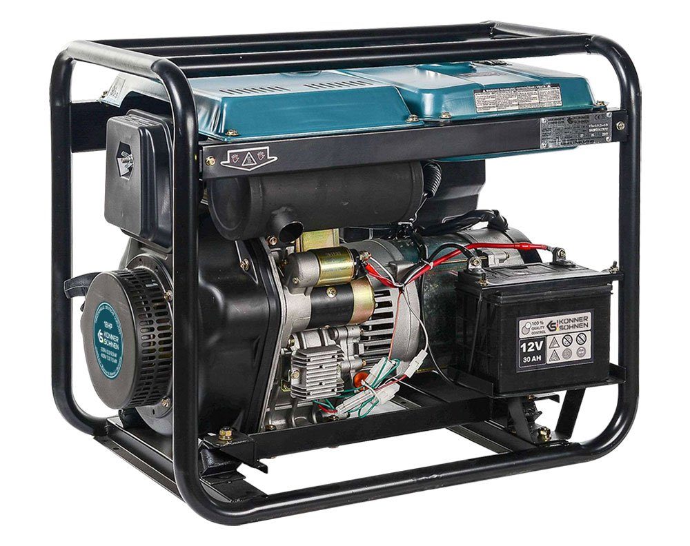 Könner & Söhnen Stromerzeuger KS 9100HDE-1/3 ATSR, 7,50 in kW, (18PS 4-Takt Dieselmotor, Kupfer, E-Start, Vorwärmer, AVR, 1-tlg., Anzeige (Volt, Hz), 7500/6000 Watt, 1x16A (400V)/ 1x32A (230V), für privaten und gewerblichen Gebrauch
