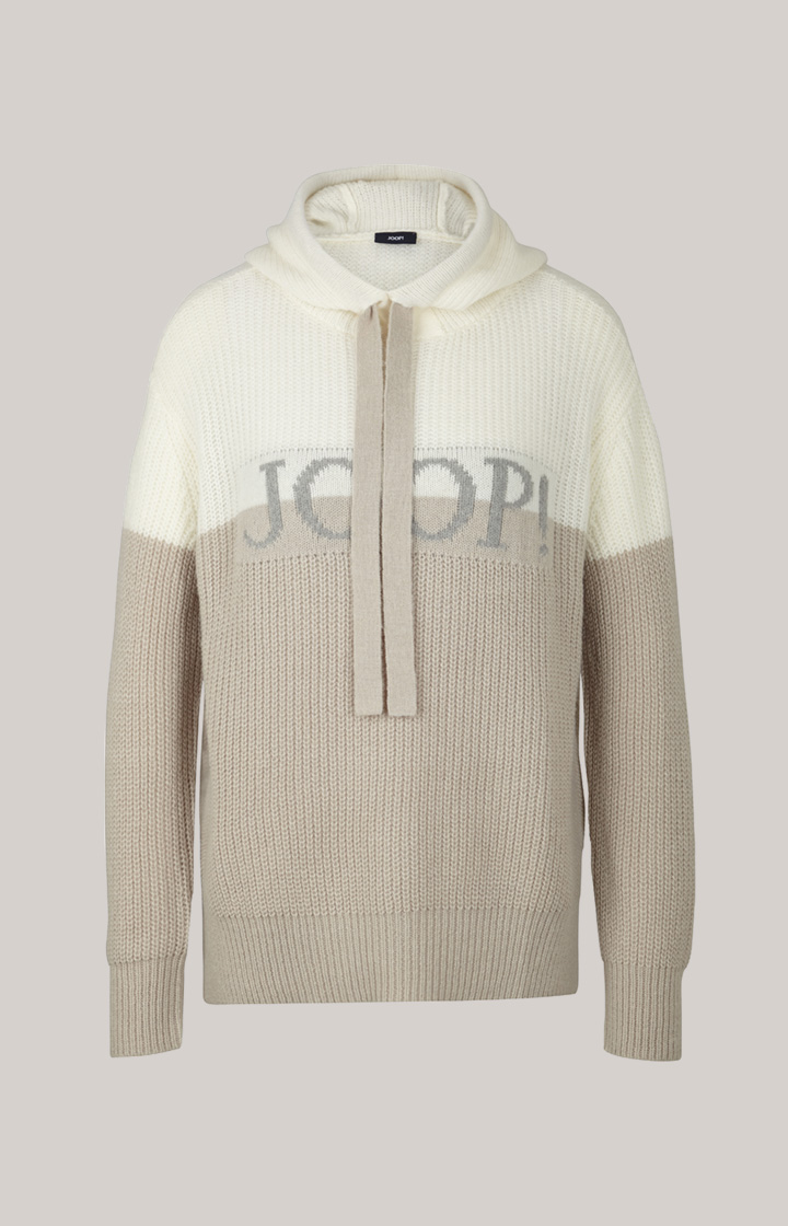 Strick-Hoodie in Offwhite/Beige