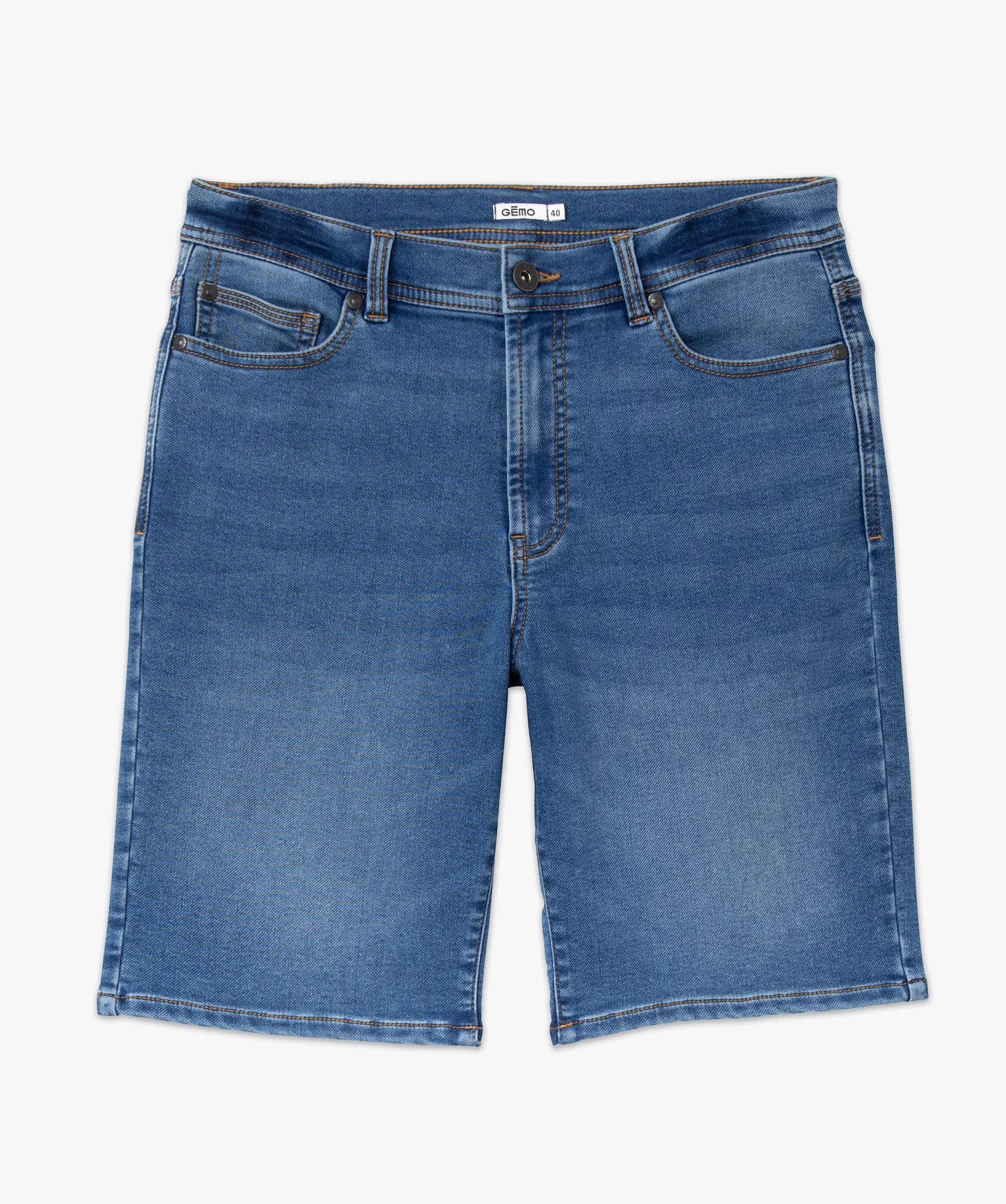 Bermuda en jean homme extensible coupe droite stone | GEMO