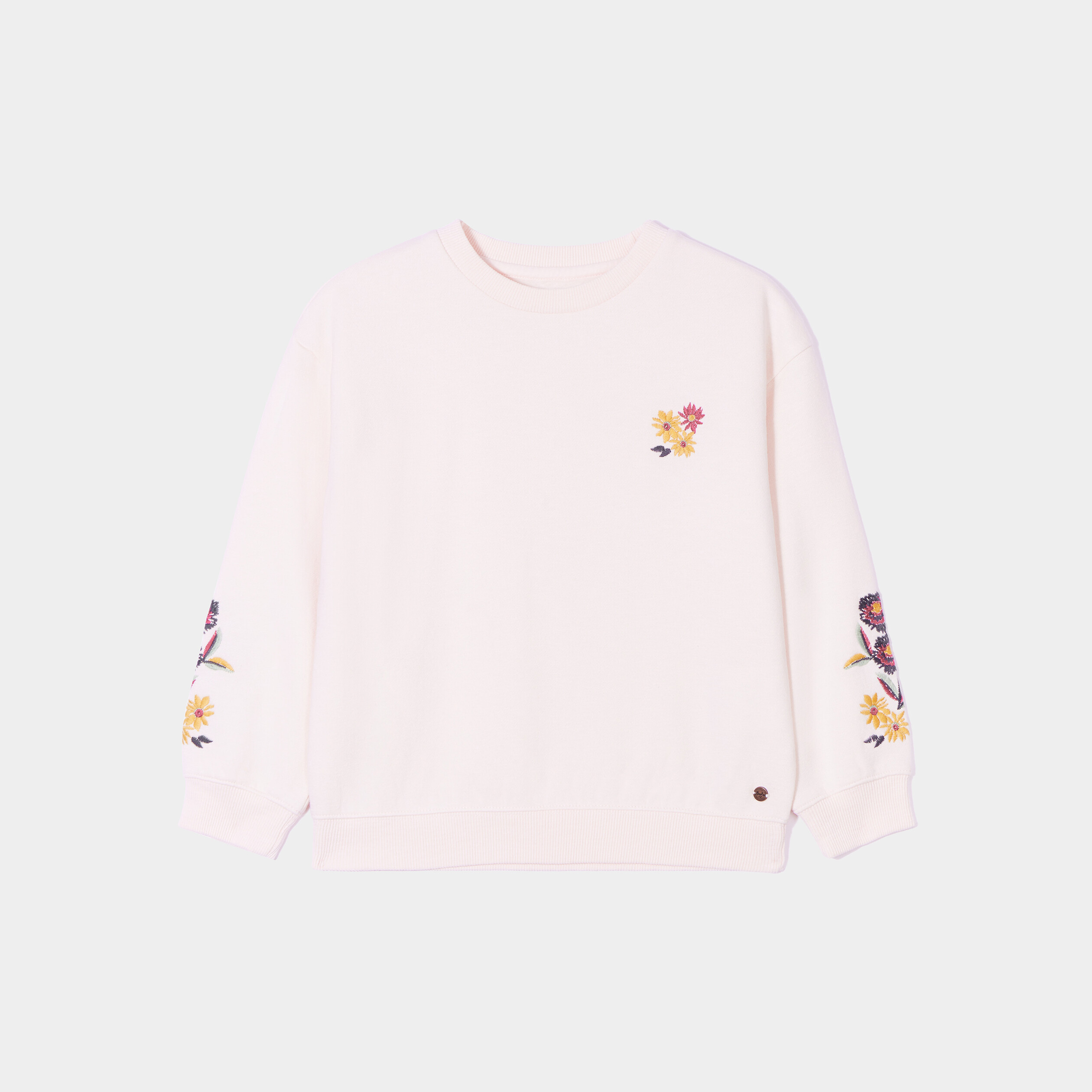 Sweat col rond avec broderie creme fille | La Halle