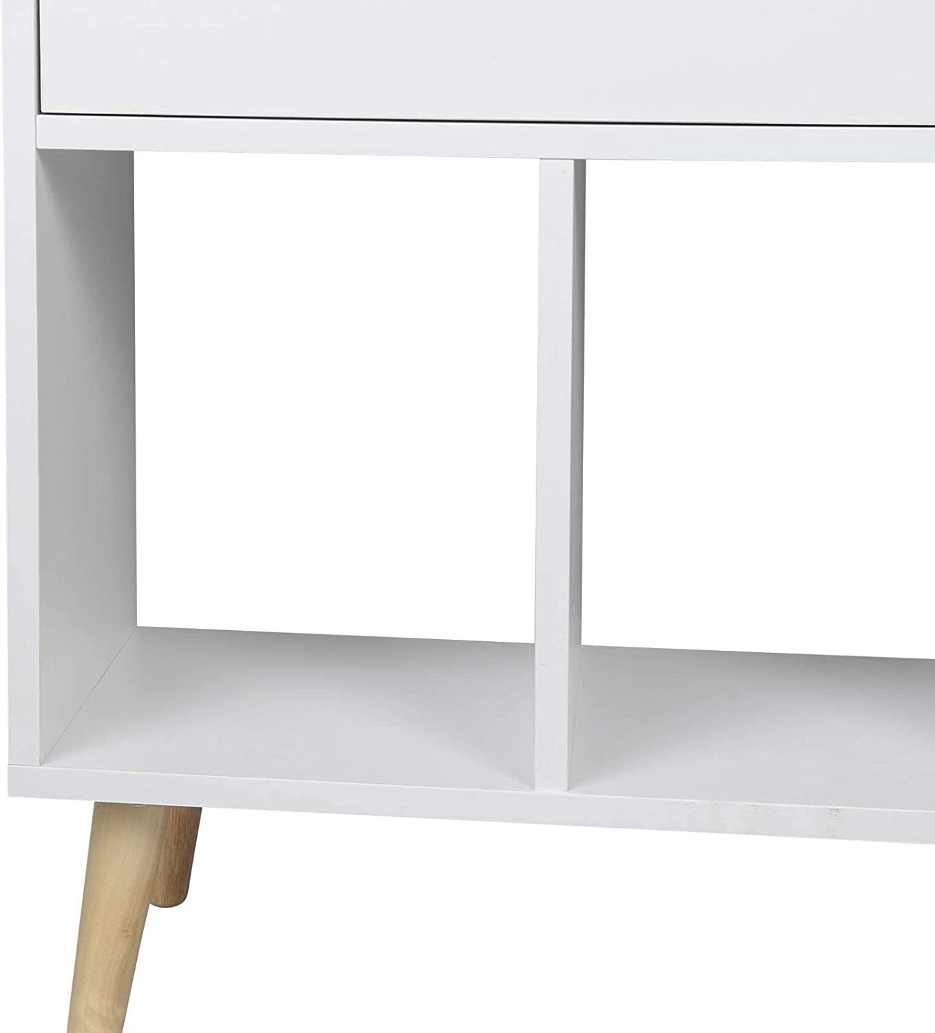 EUGAD Bücherregal, 1-tlg., Raumteiler Aktenregal mit Schublade, aus MDF, Weiß