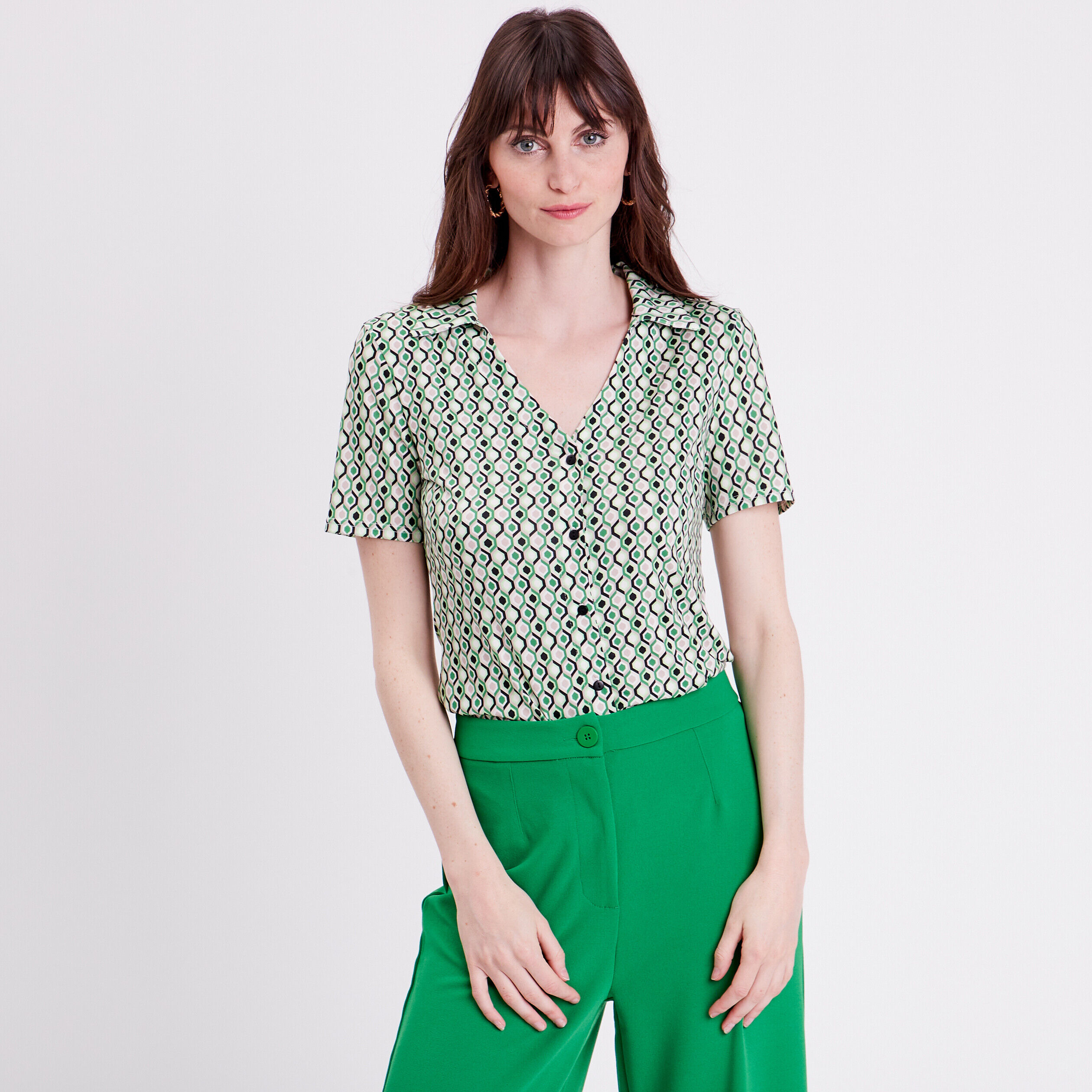 Chemise manches courtes creme femme | Cache Cache